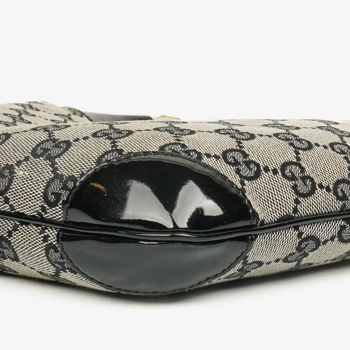 Gucci Black Patent Leather Braided Handle Ring Hobo Bag