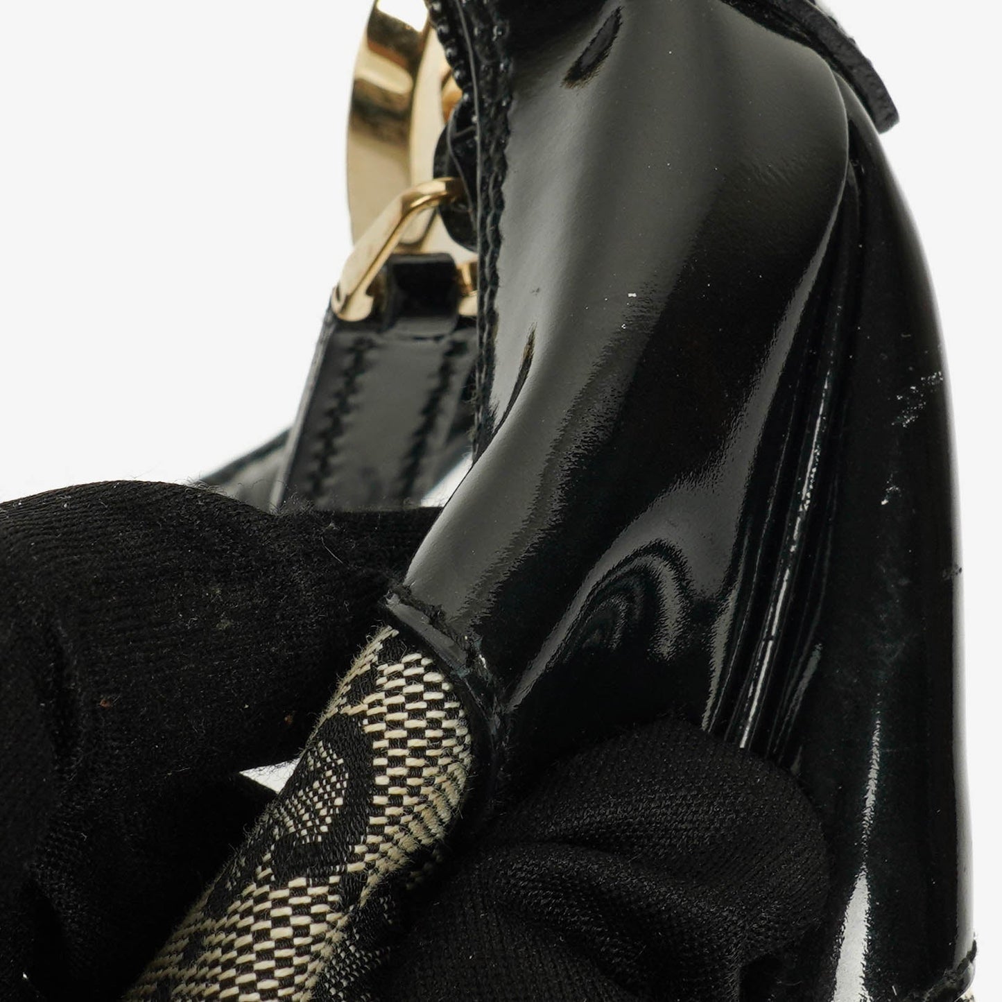 Gucci Black Patent Leather Braided Handle Ring Hobo Bag
