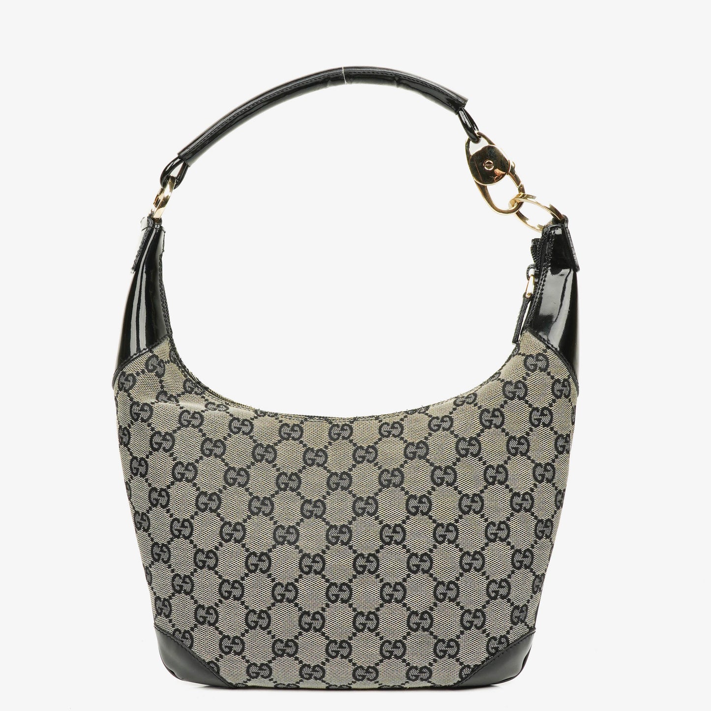 Gucci Black Patent Leather Braided Handle Ring Hobo Bag