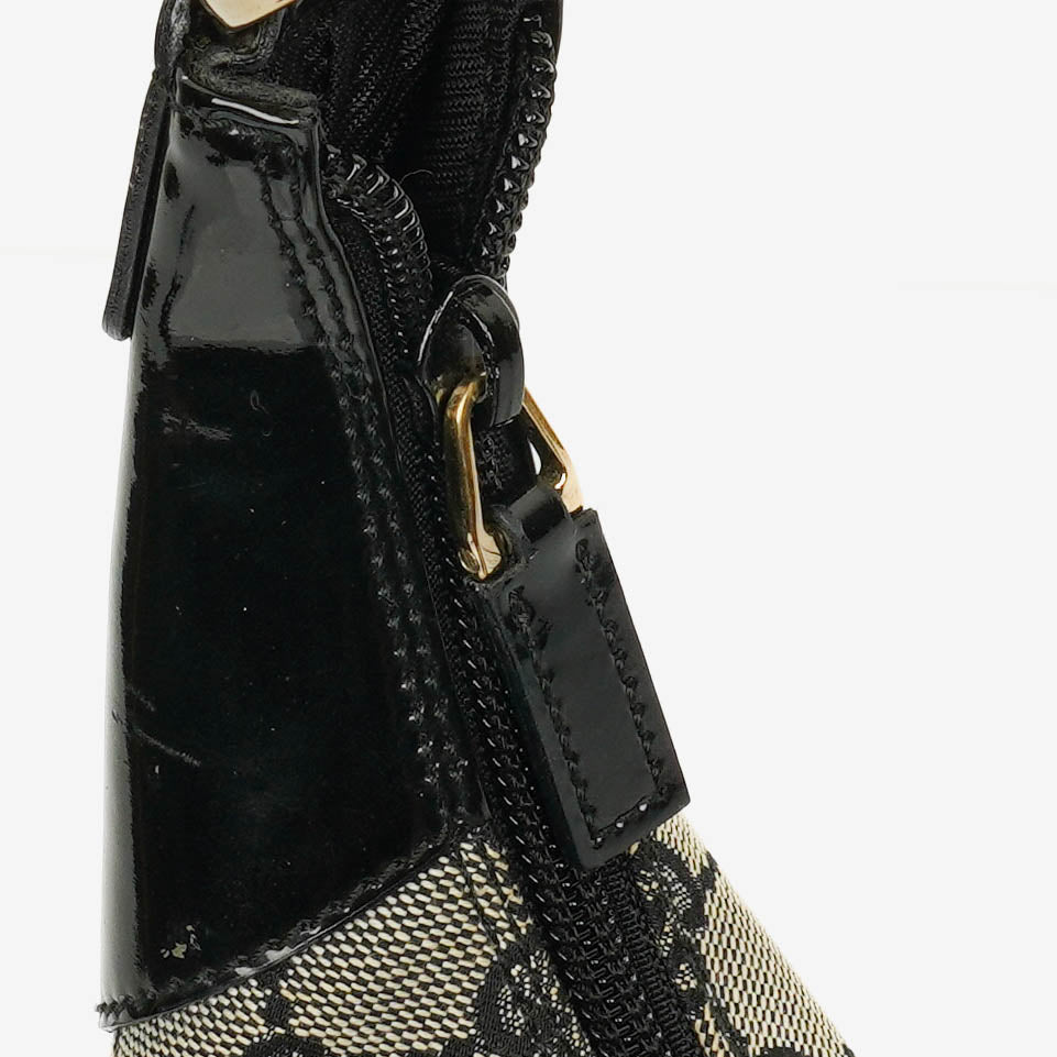 Gucci Black Patent Leather Braided Handle Ring Hobo Bag