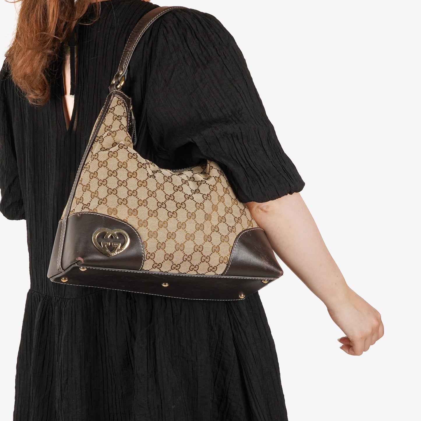 Gucci GG Canvas Lovely Heart Hobo Bag