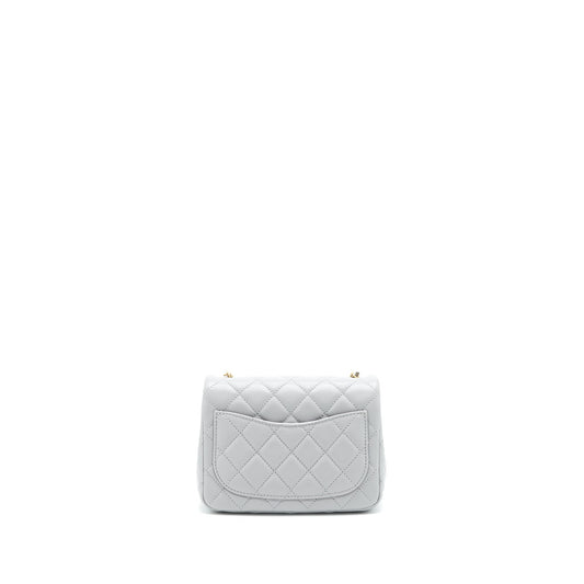 Chanel 21B Pearl Crush mini square Flap Bag grey