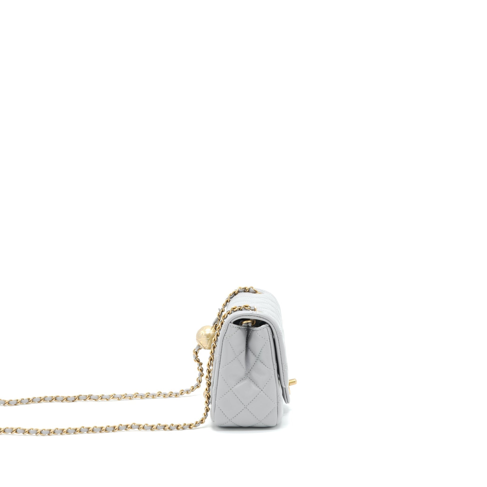 Chanel 21B Pearl Crush mini square Flap Bag grey