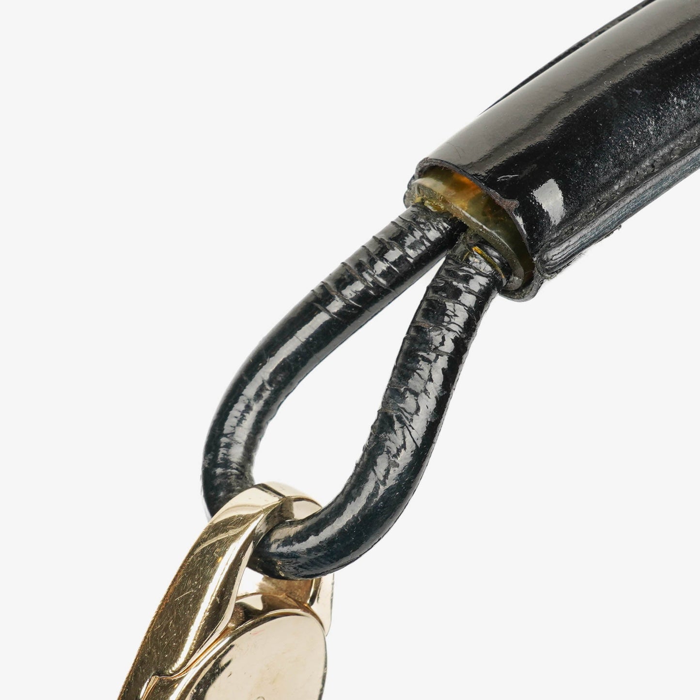 Gucci Black Patent Leather Braided Handle Ring Hobo Bag