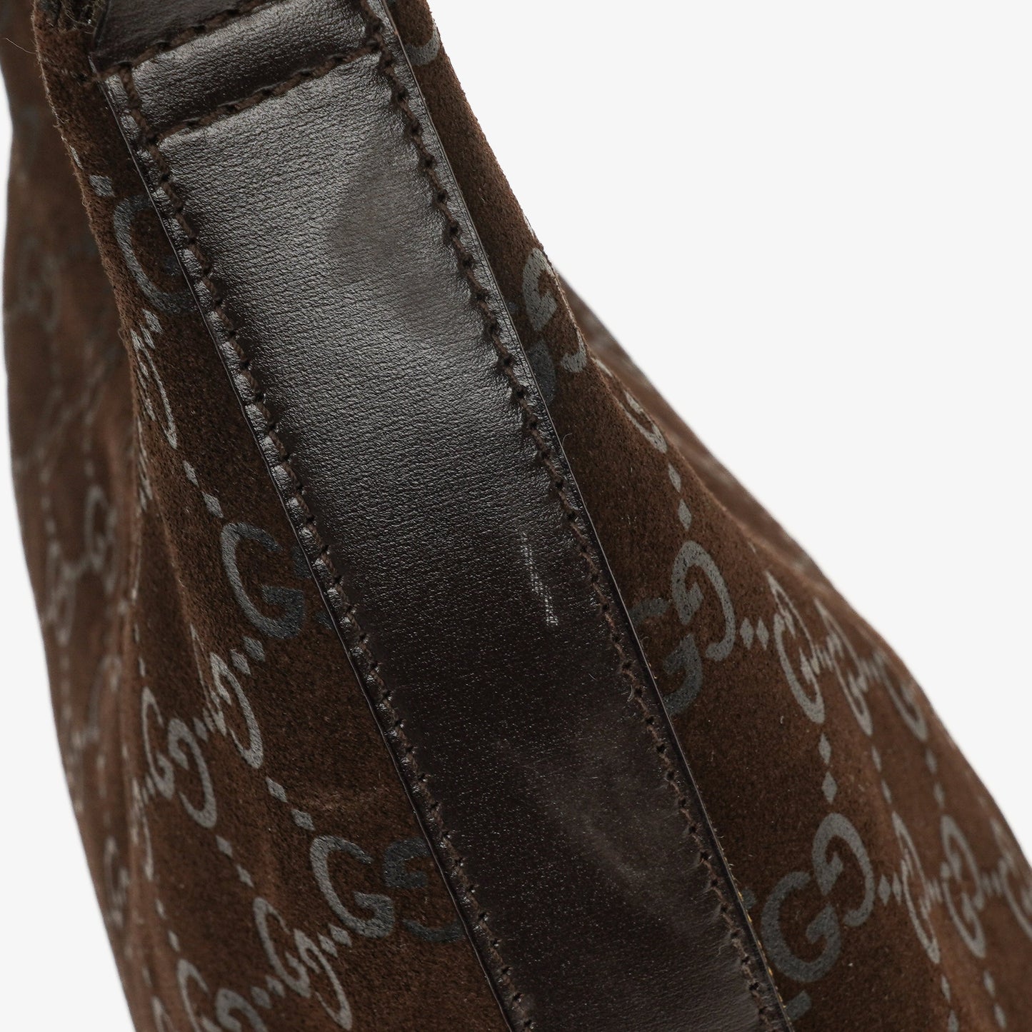 Gucci GG Monogram Brown Suede Hobo Bag
