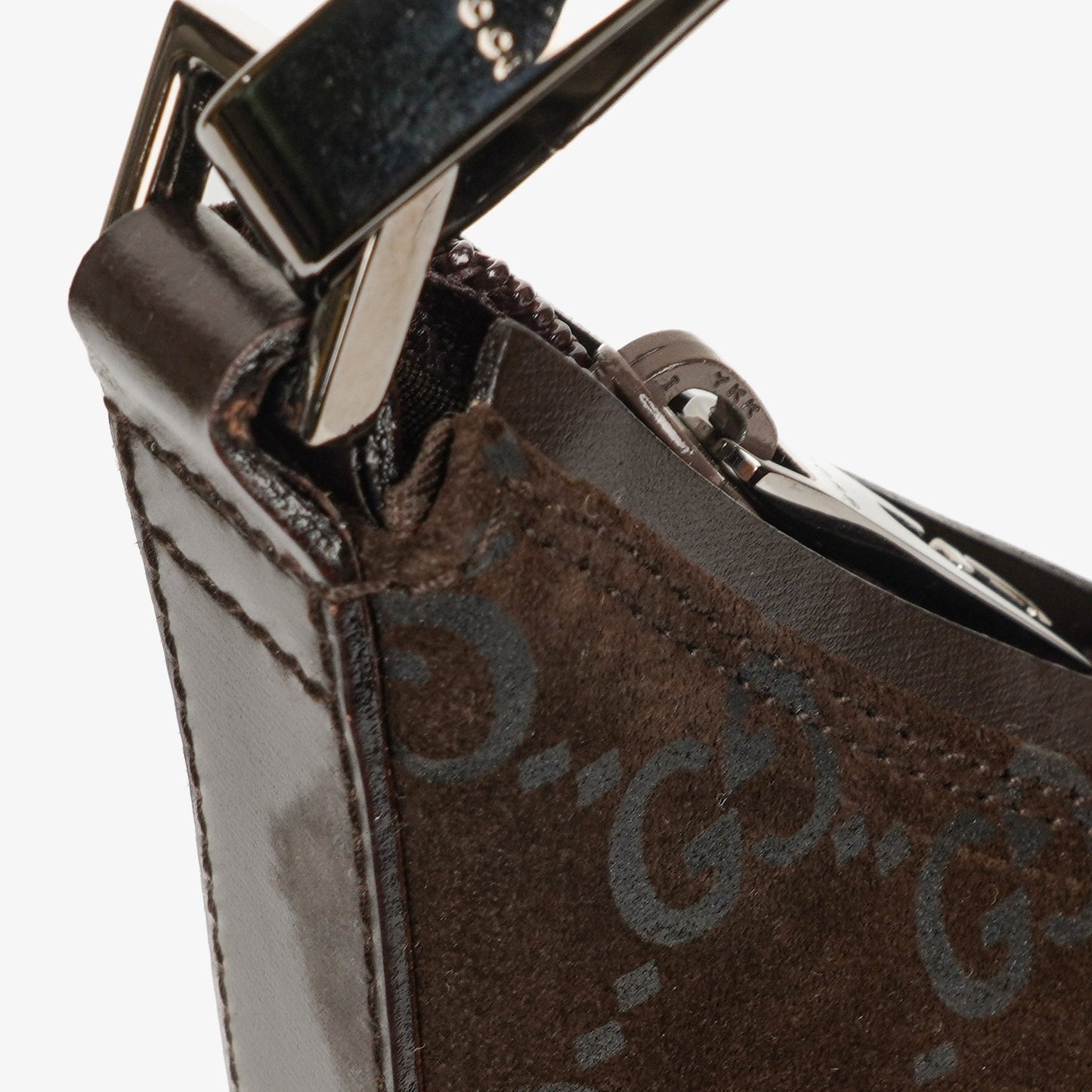 Gucci GG Monogram Brown Suede Hobo Bag