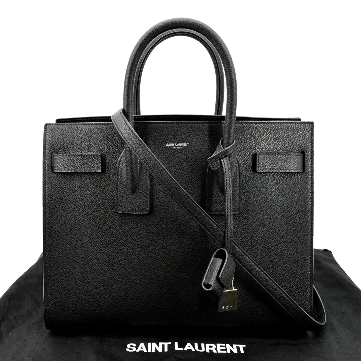 SAINT LAURENT Sac de Jour Leather Satchel Shoulder Bag Black
