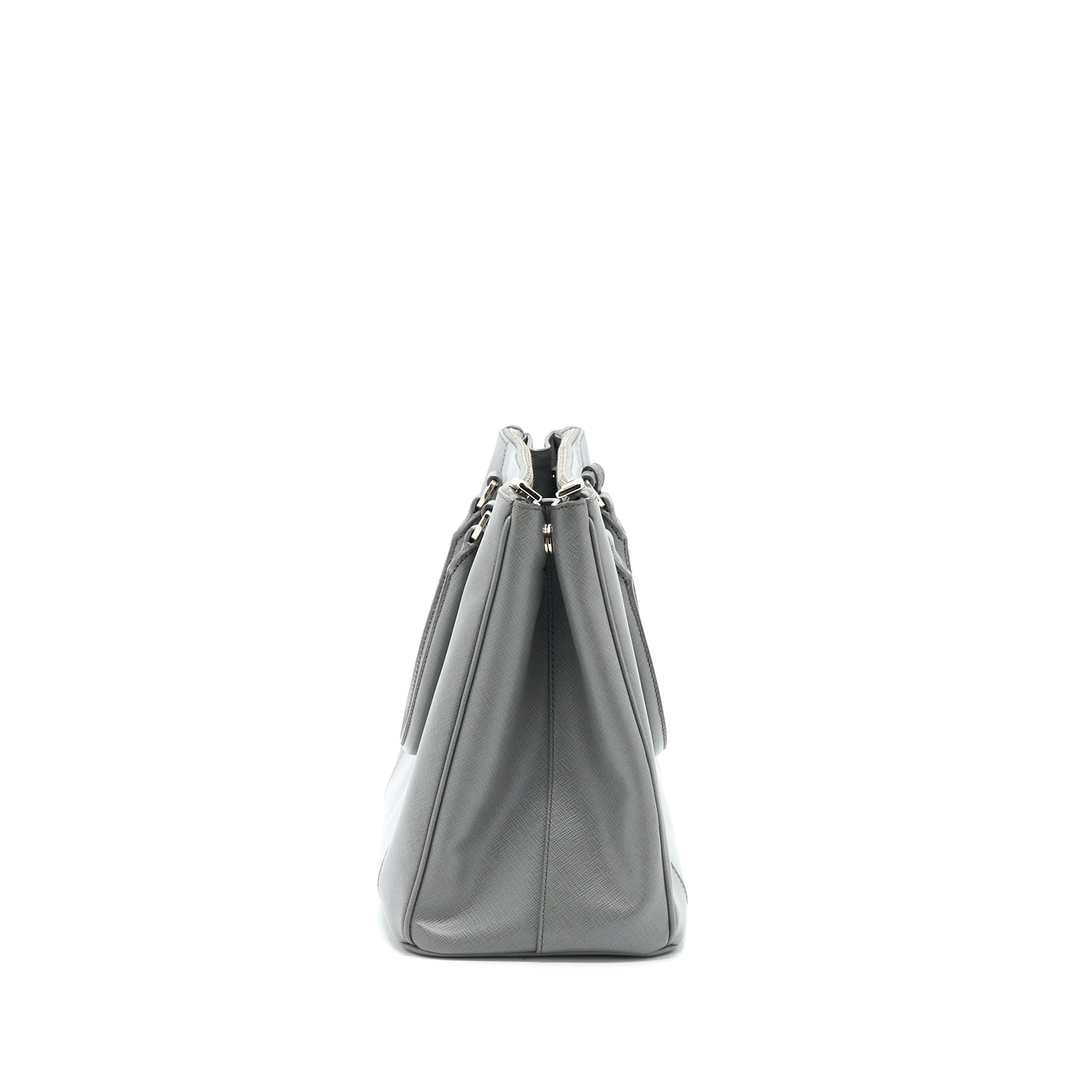 Prada Double Zip Tote Bag Saffiano Calfskin Multicolour Grey SHW