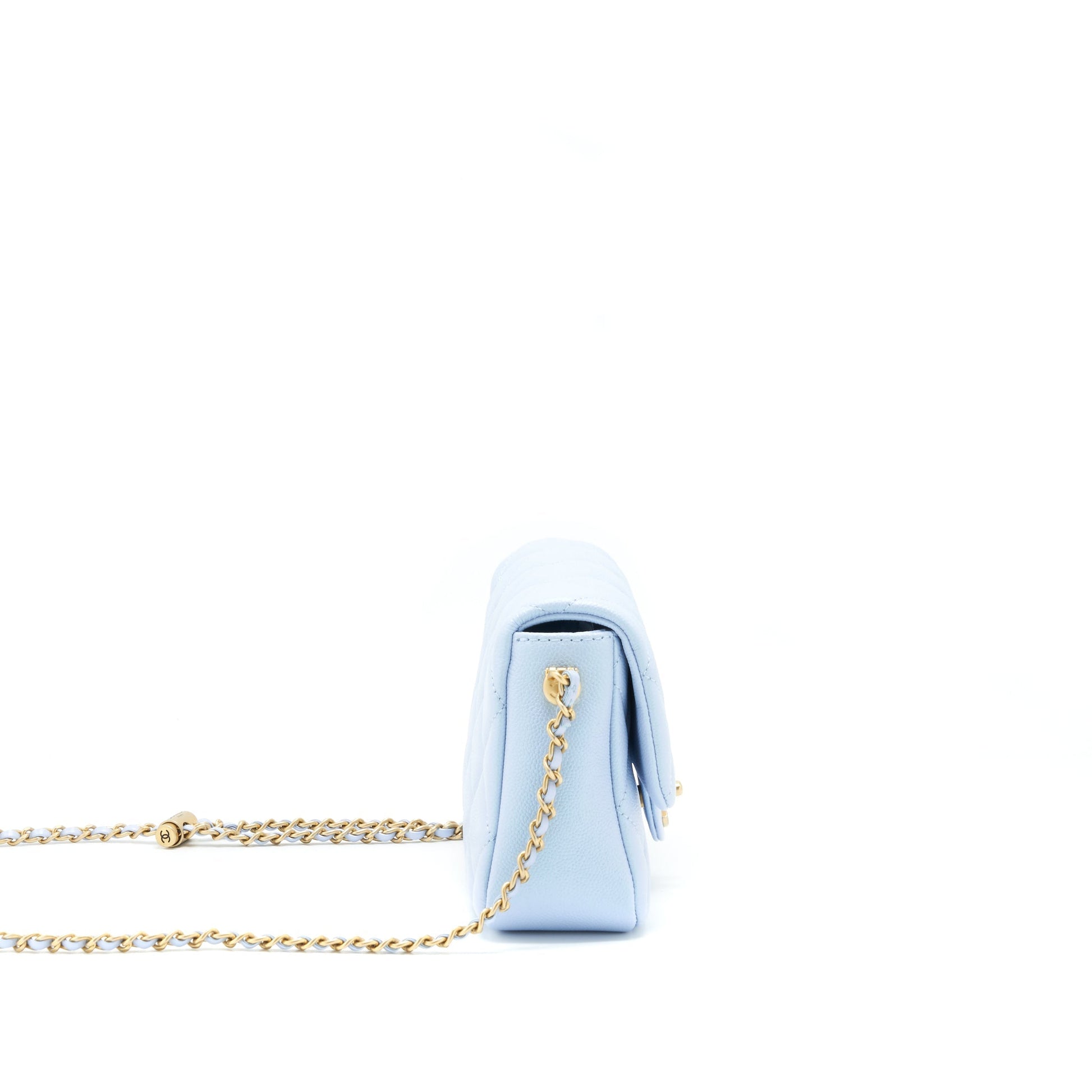 Chanel 21K My Perfect Mini Flap Bag Caviar Iridescent Light Blue