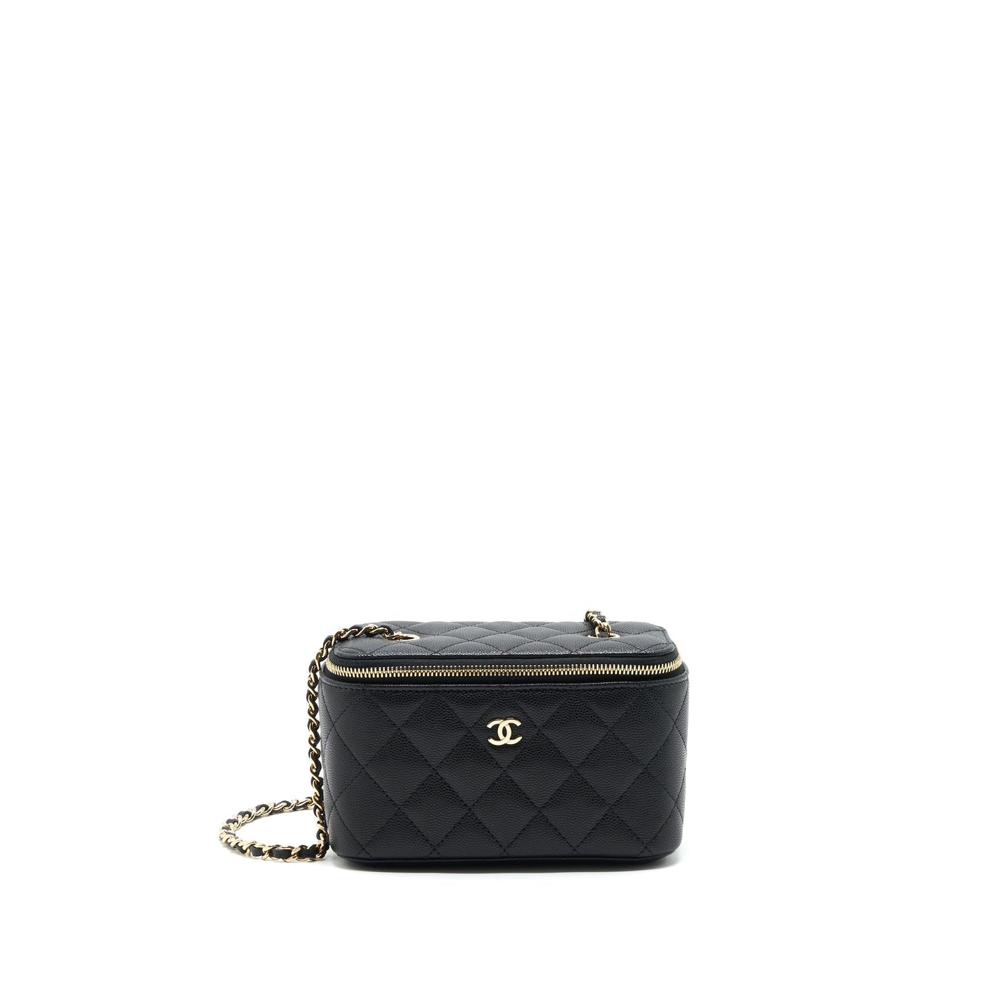Chanel Caviar Long Vanity With Chain Caviar Black L