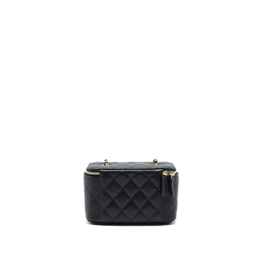 Chanel Caviar Long Vanity With Chain Caviar Black L