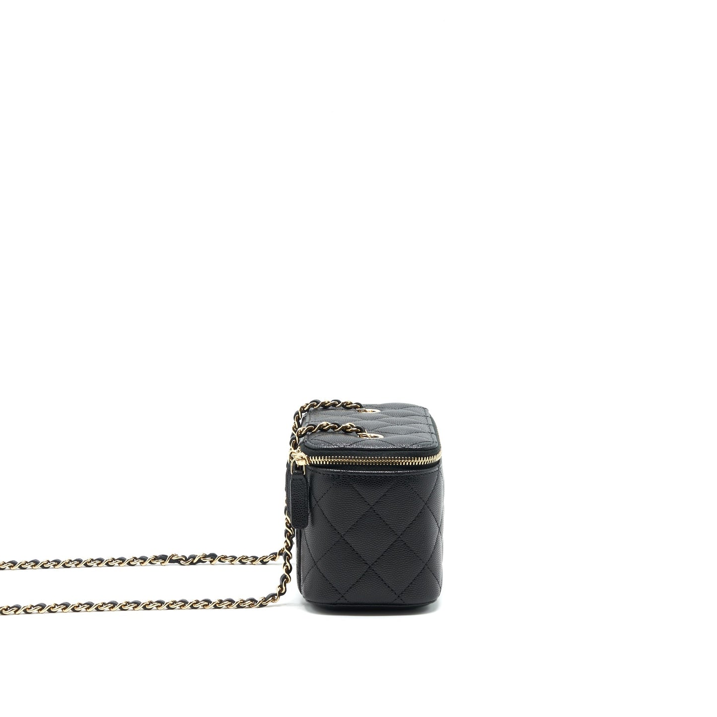 Chanel Caviar Long Vanity With Chain Caviar Black L