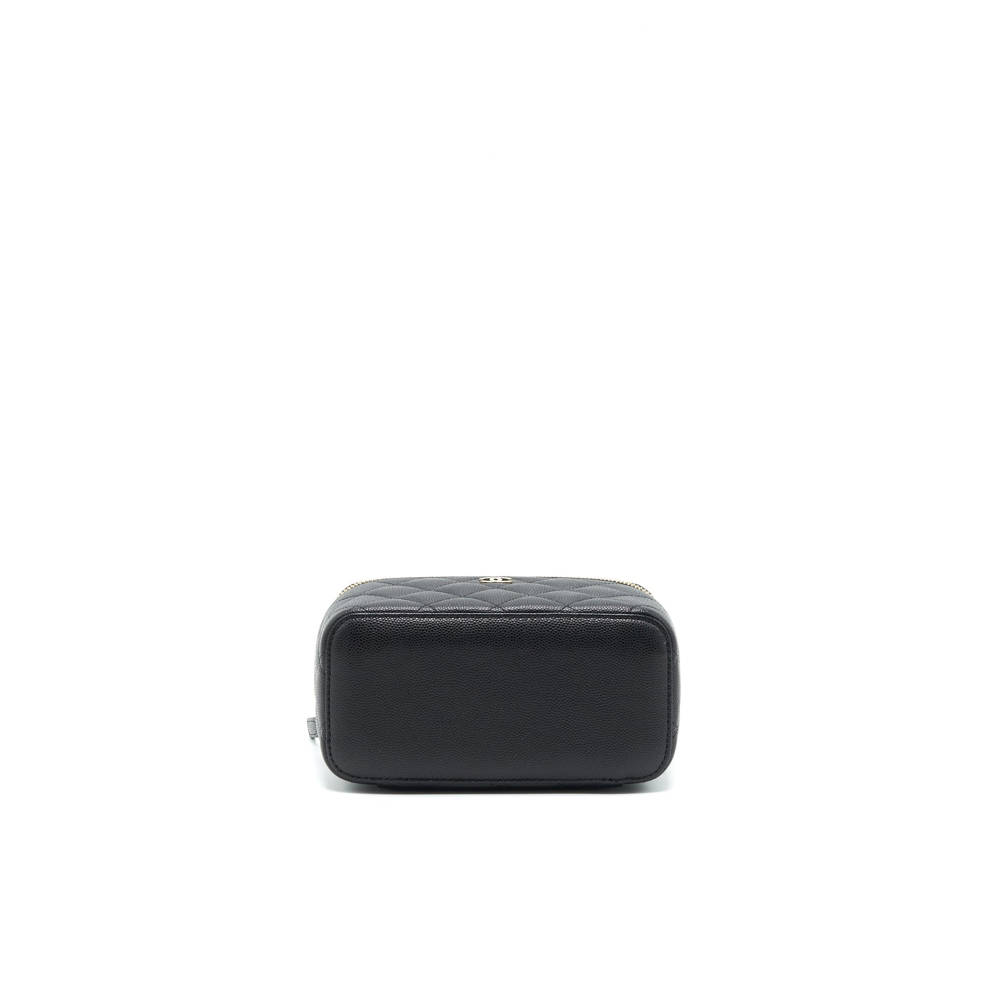 Chanel Caviar Long Vanity With Chain Caviar Black L
