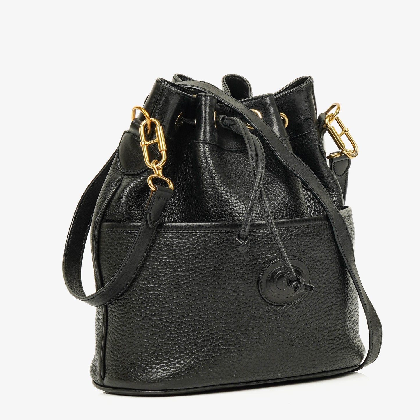 Gucci Interlocking Black Leather Bucket Bag