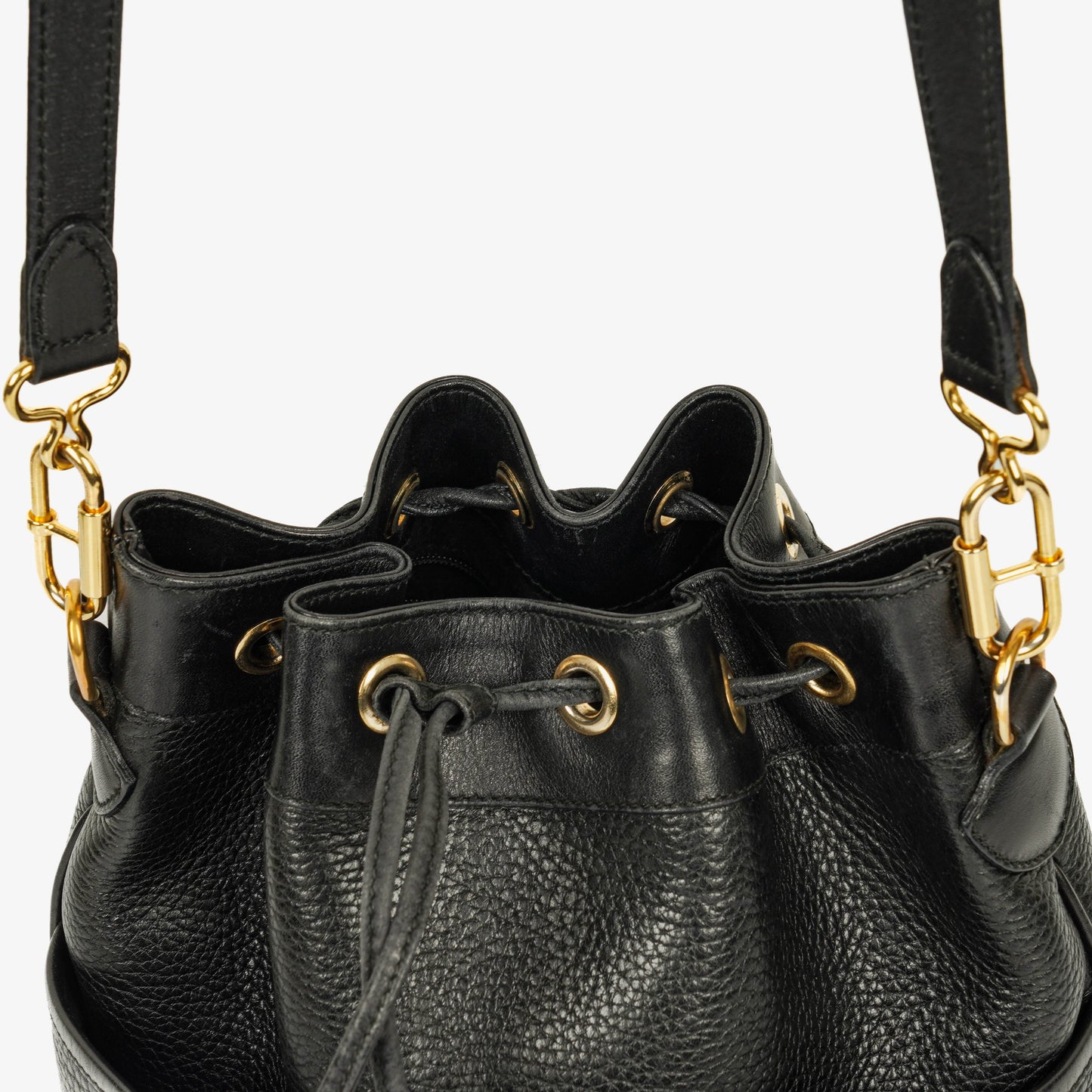 Gucci Interlocking Black Leather Bucket Bag