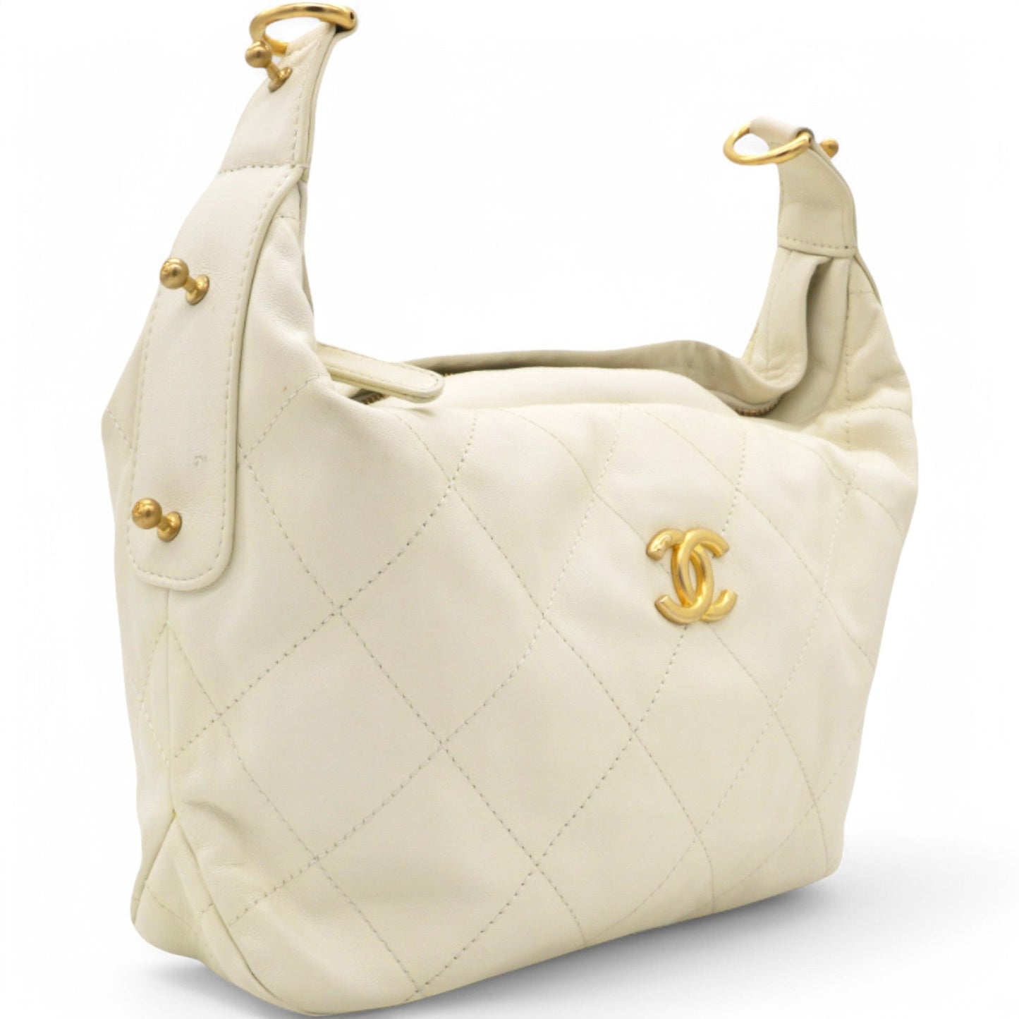 Chanel Calfskin Quilted Daily Hobo White