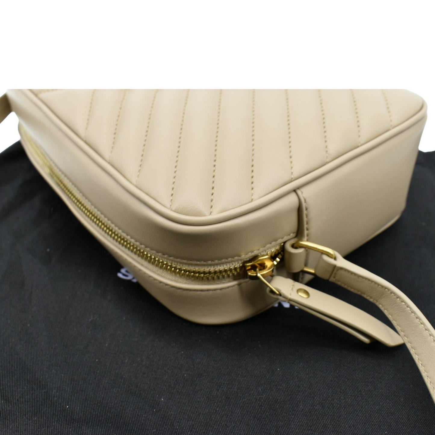 SAINT LAURENT Lou Camera Chevron Leather Crossbody Bag Creme