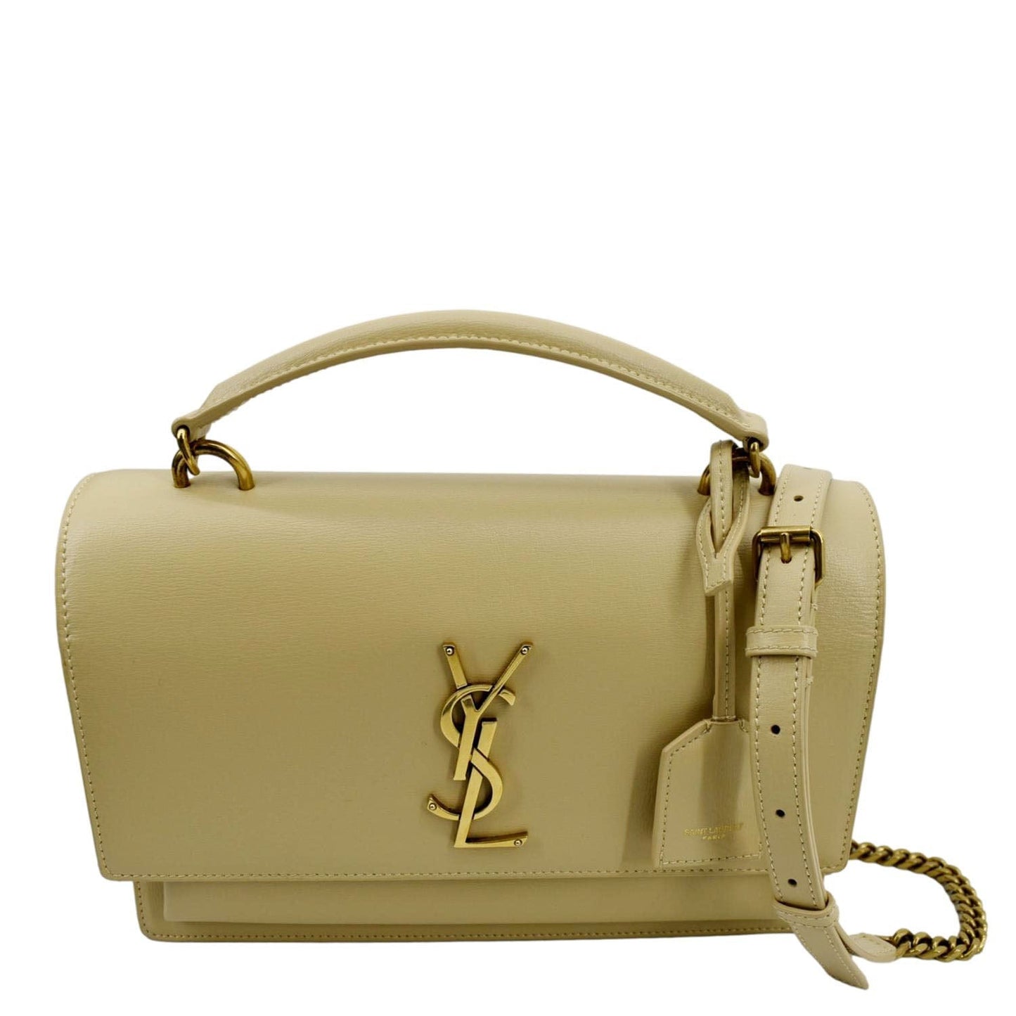 SAINT LAURENT Monogram Sunset Medium Leather Shoulder Bag Beige