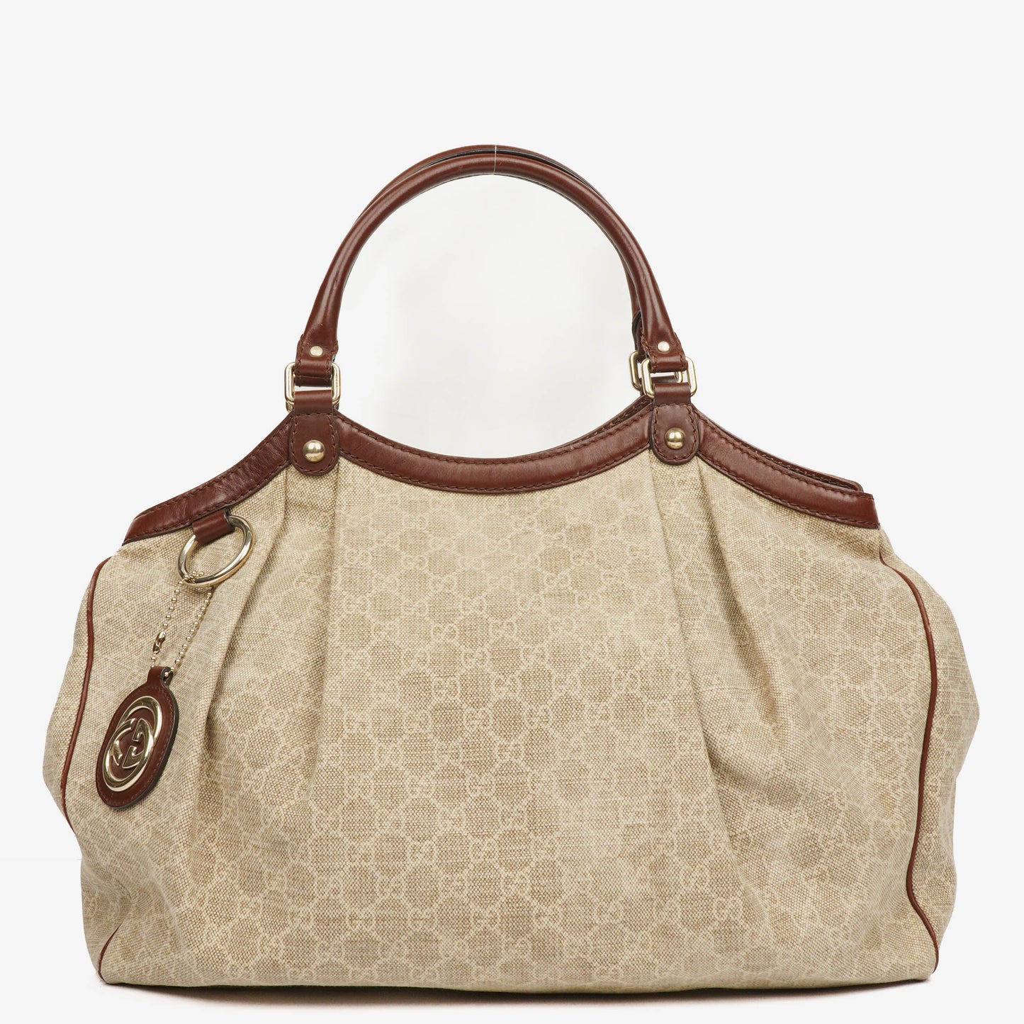 Gucci Beige/Brown Diamante Canvas Sukey Shoulder Hobo Bag
