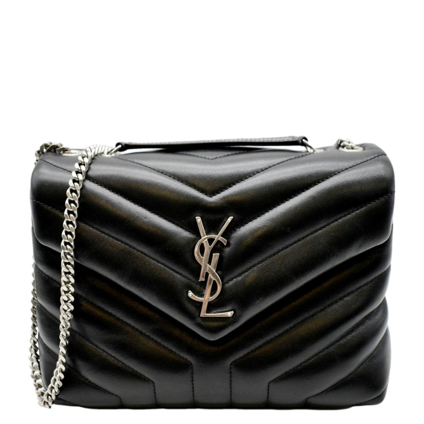 SAINT LAURENT Loulou Small Matelasse Leather Chain Shoulder Bag Black