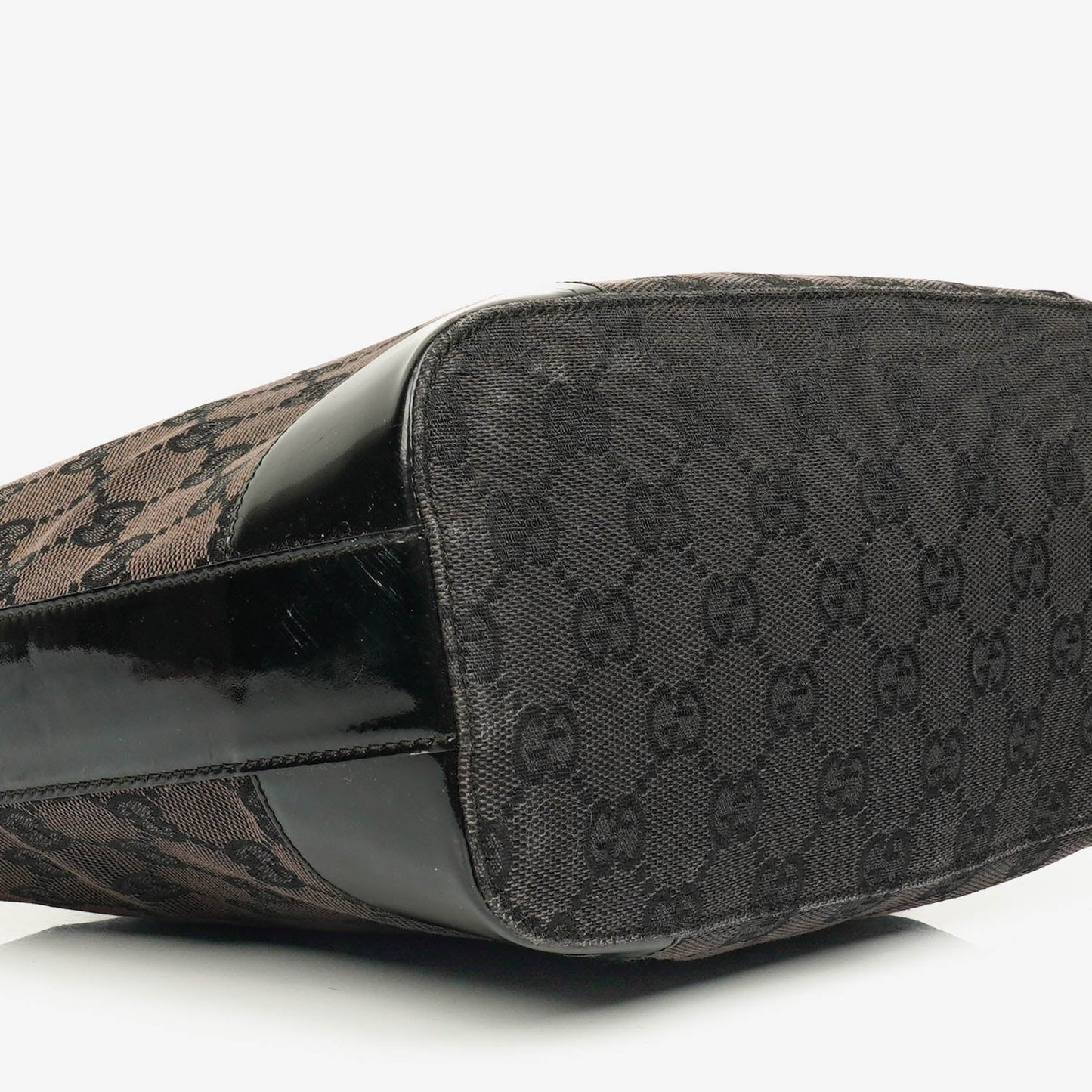 Gucci Monogram Canvas And Patent Leather Hobo Shoulder Bag