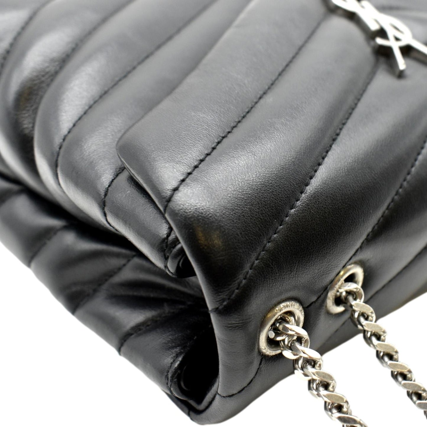 SAINT LAURENT Loulou Small Matelasse Leather Chain Shoulder Bag Black