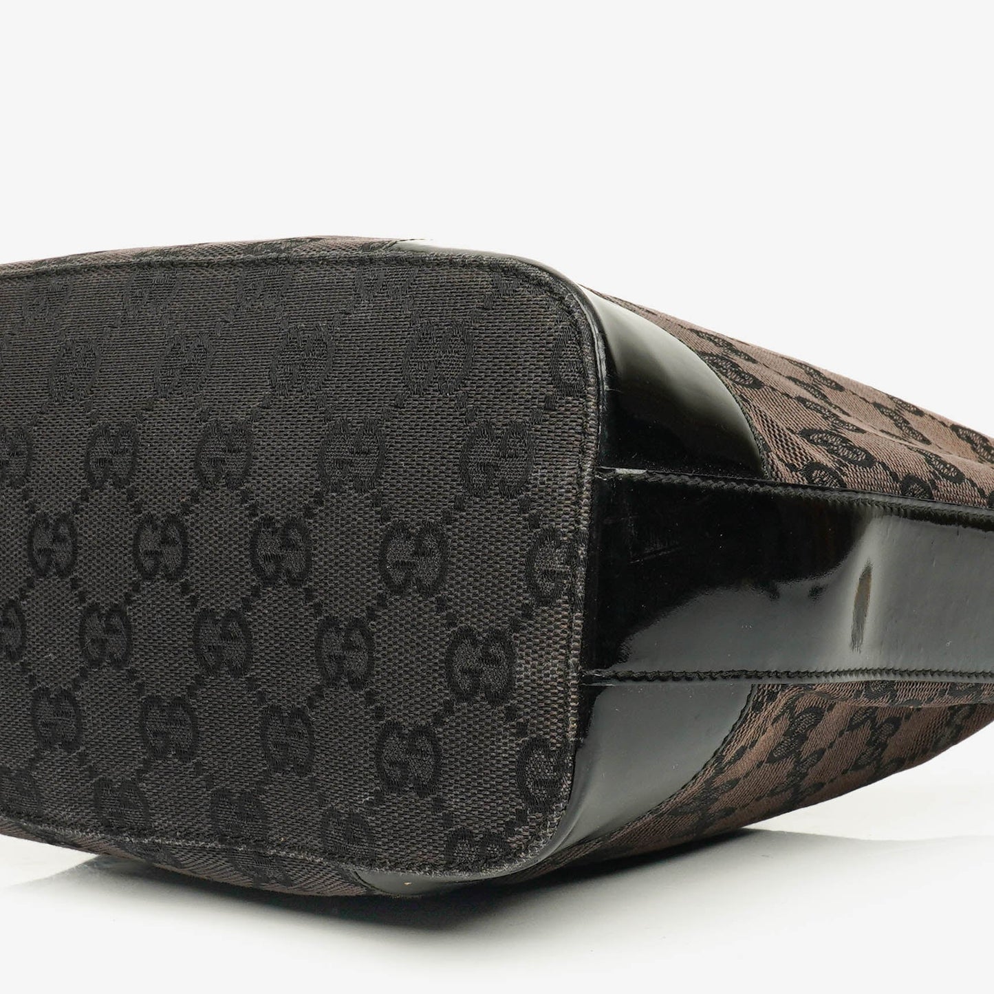 Gucci Monogram Canvas And Patent Leather Hobo Shoulder Bag