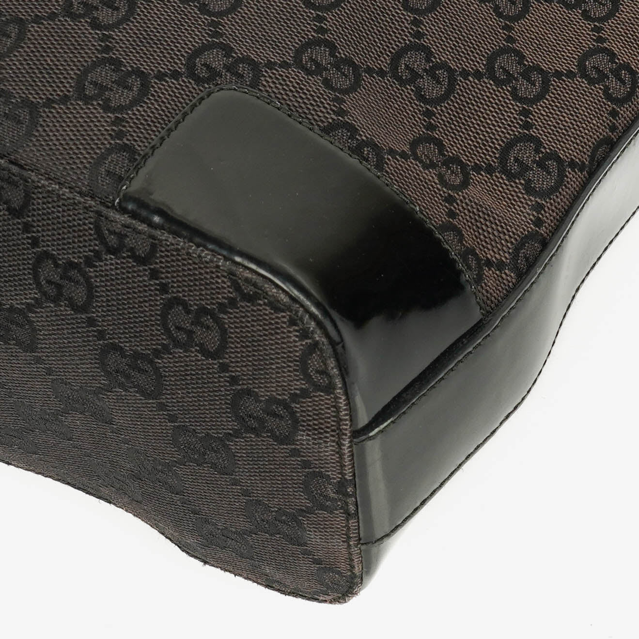 Gucci Monogram Canvas And Patent Leather Hobo Shoulder Bag