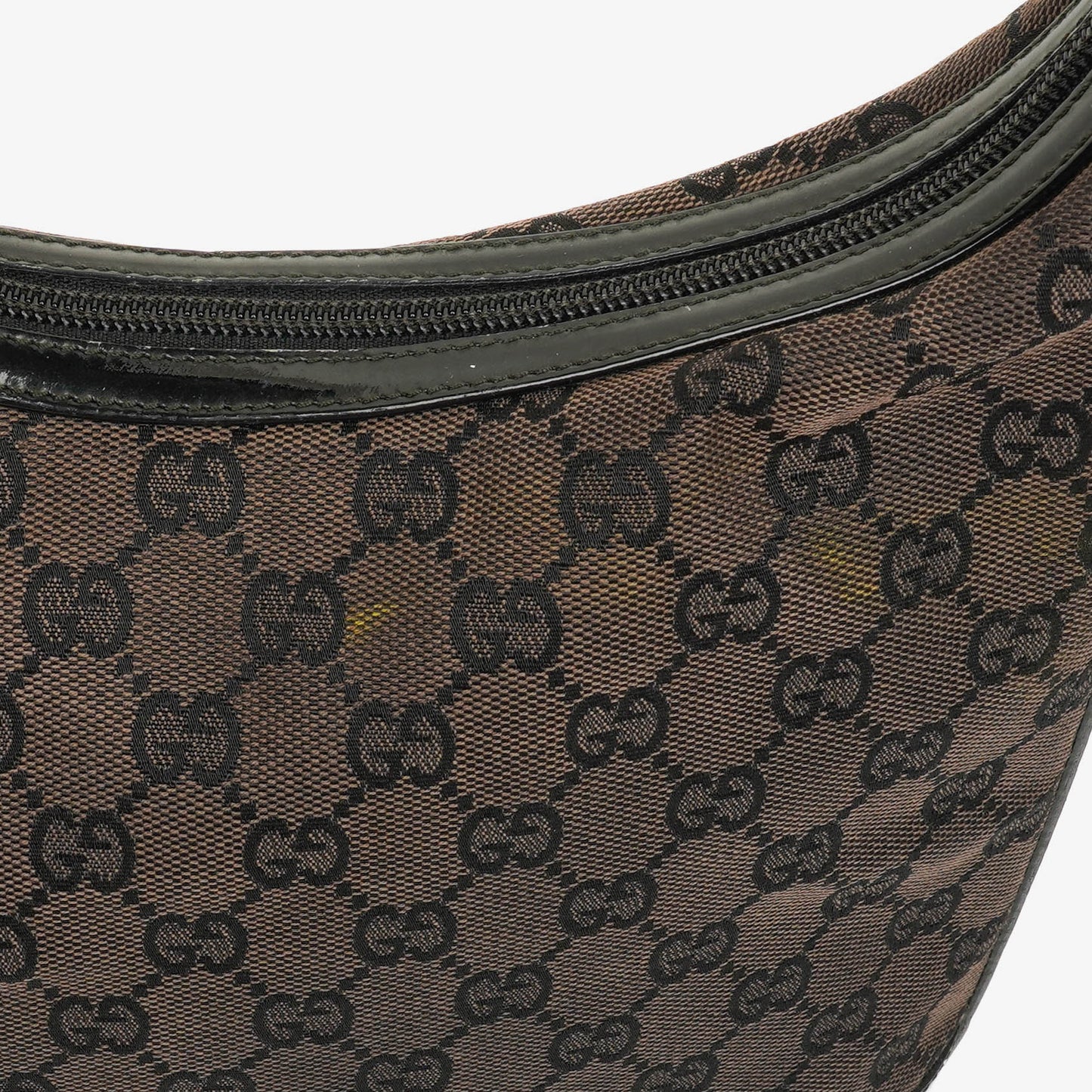 Gucci Monogram Canvas And Patent Leather Hobo Shoulder Bag
