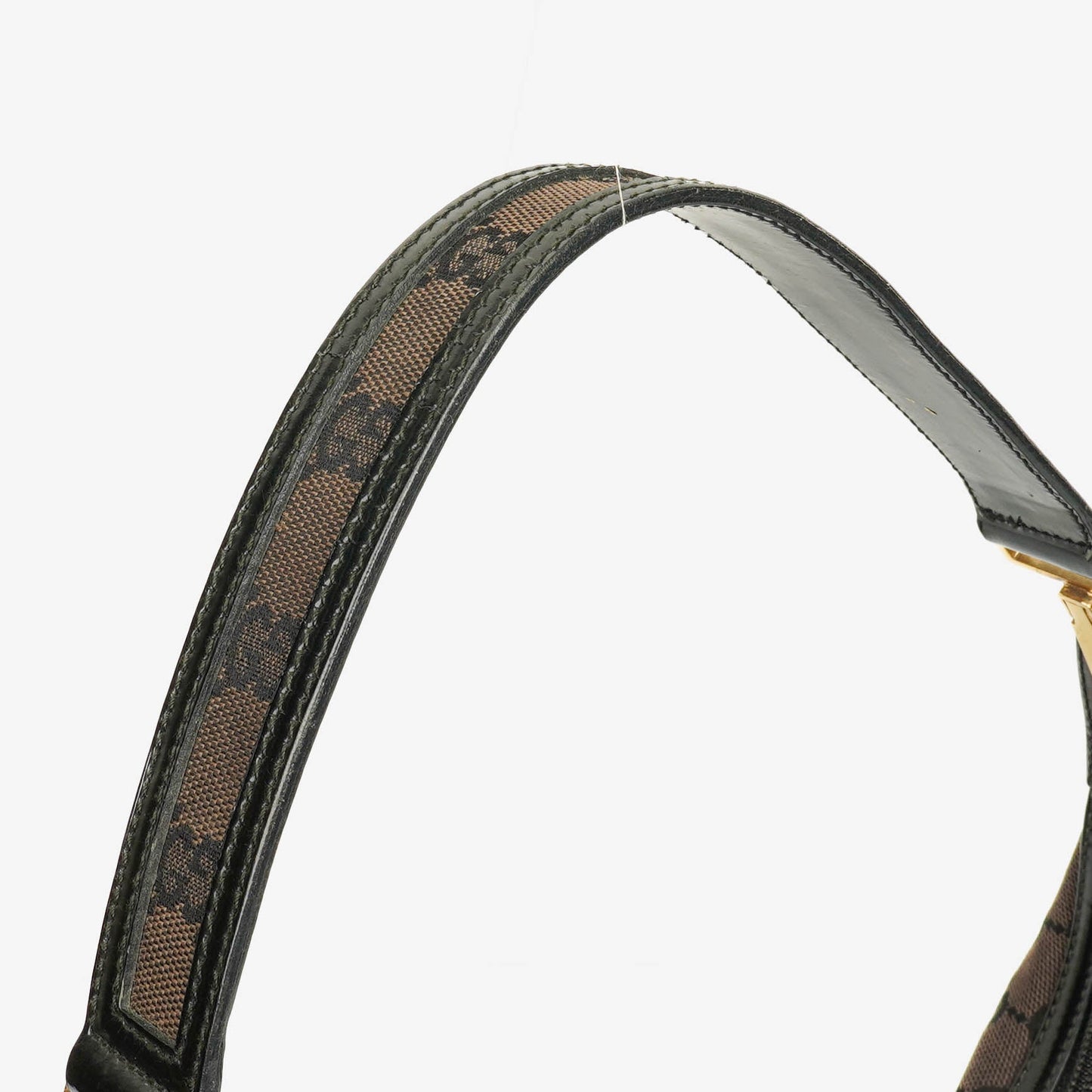 Gucci Monogram Canvas And Patent Leather Hobo Shoulder Bag