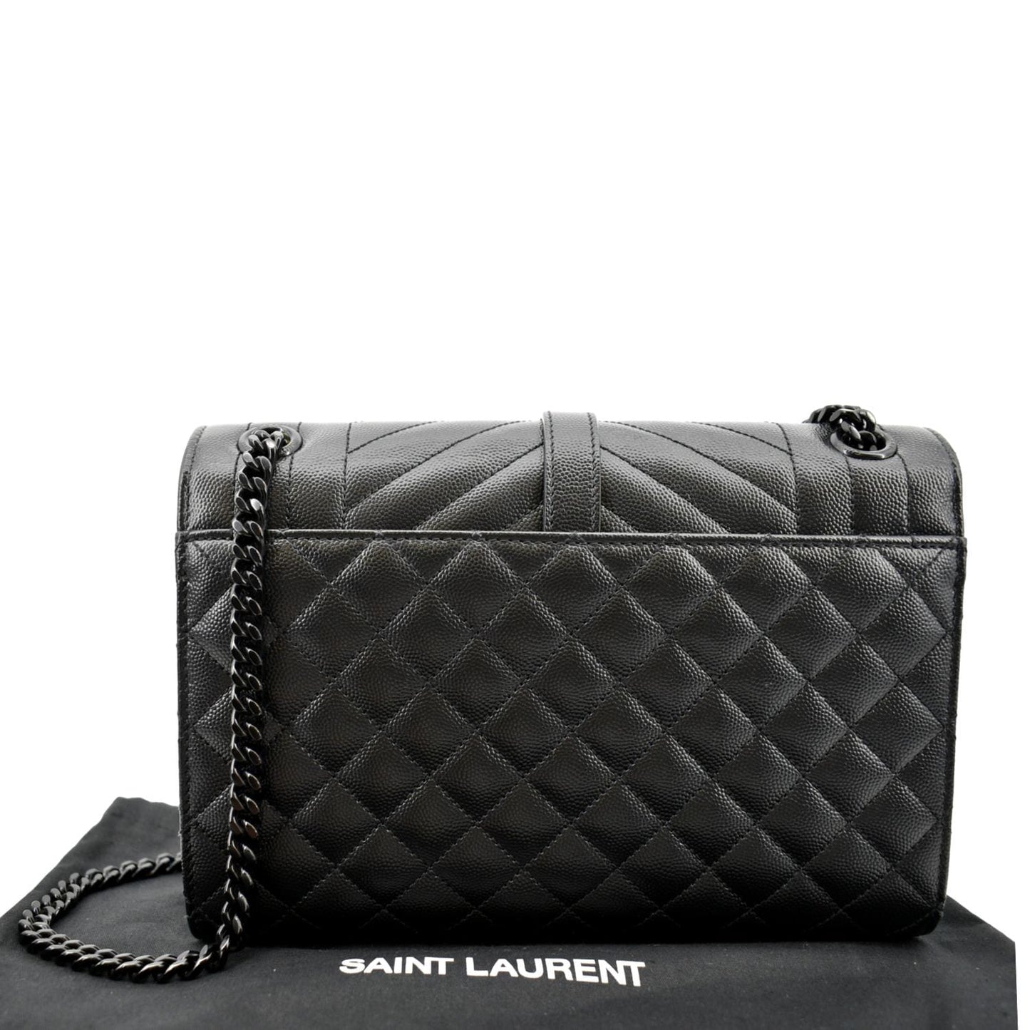 SAINT LAURENT Small Envelope MatelassÃÂ© Leather Shoulder Bag Black