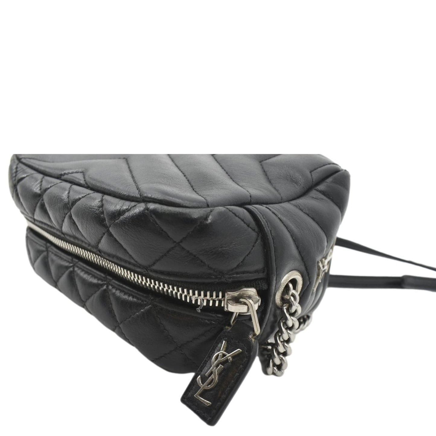 SAINT LAURENT Y Mini Quilted Calfskin Leather Camera Bag Black