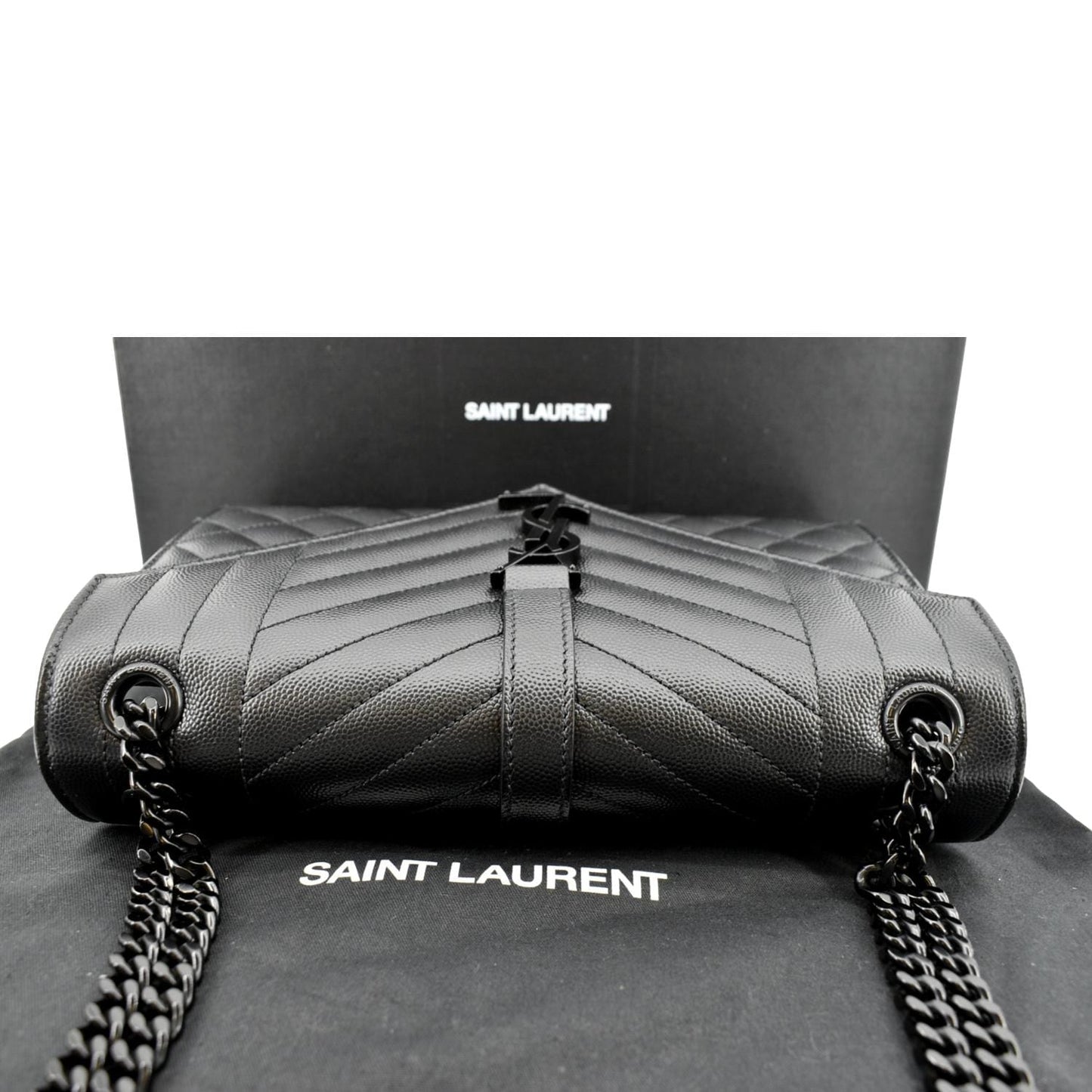 SAINT LAURENT Small Envelope MatelassÃÂ© Leather Shoulder Bag Black