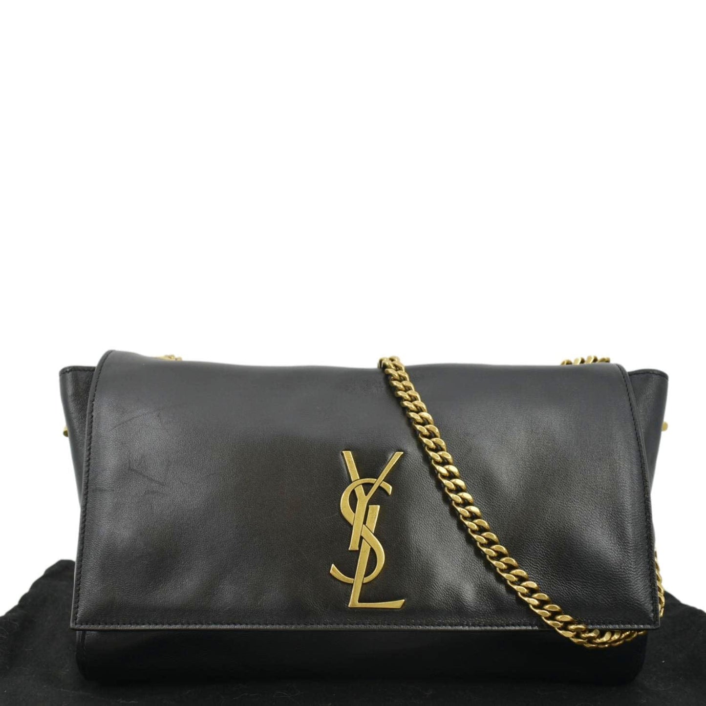 SAINT LAURENT Kate Reversible Medium Leather Crossbody Bag Black