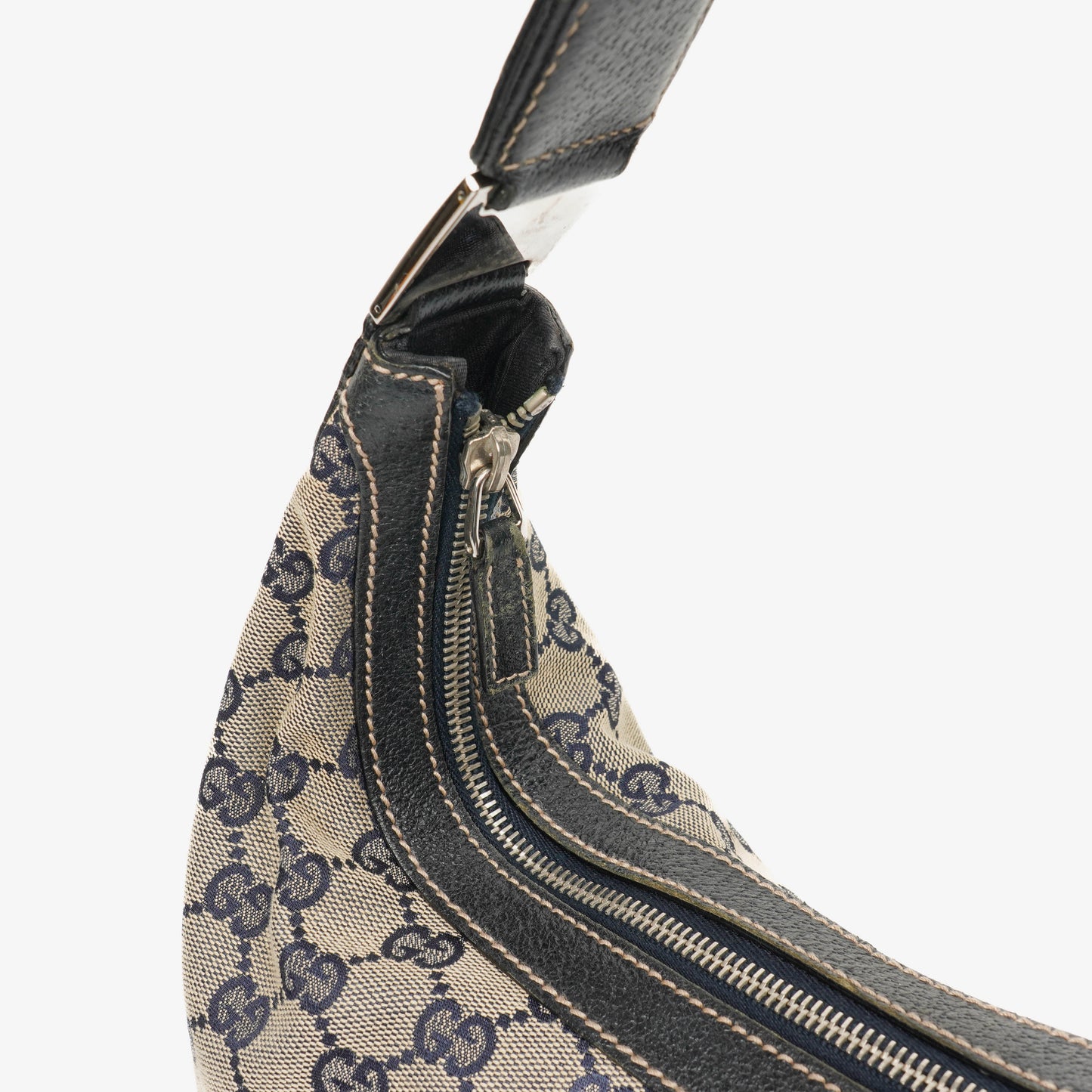 Gucci Monogram Canvas Beige/Navy Medium Pop Hobo Bag