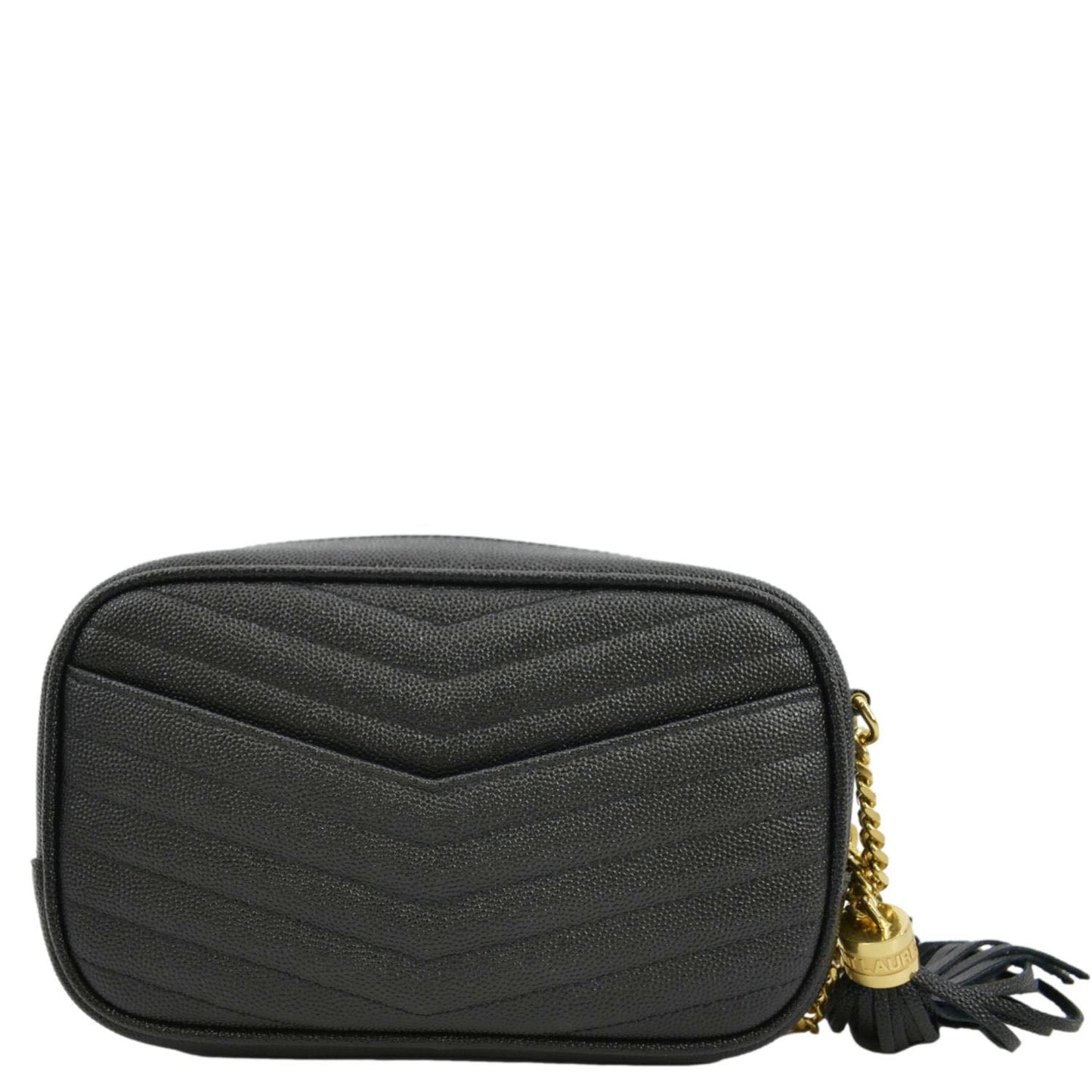 SAINT LAURENT Lou Chevron Leather Camera Crossbody Bag Black