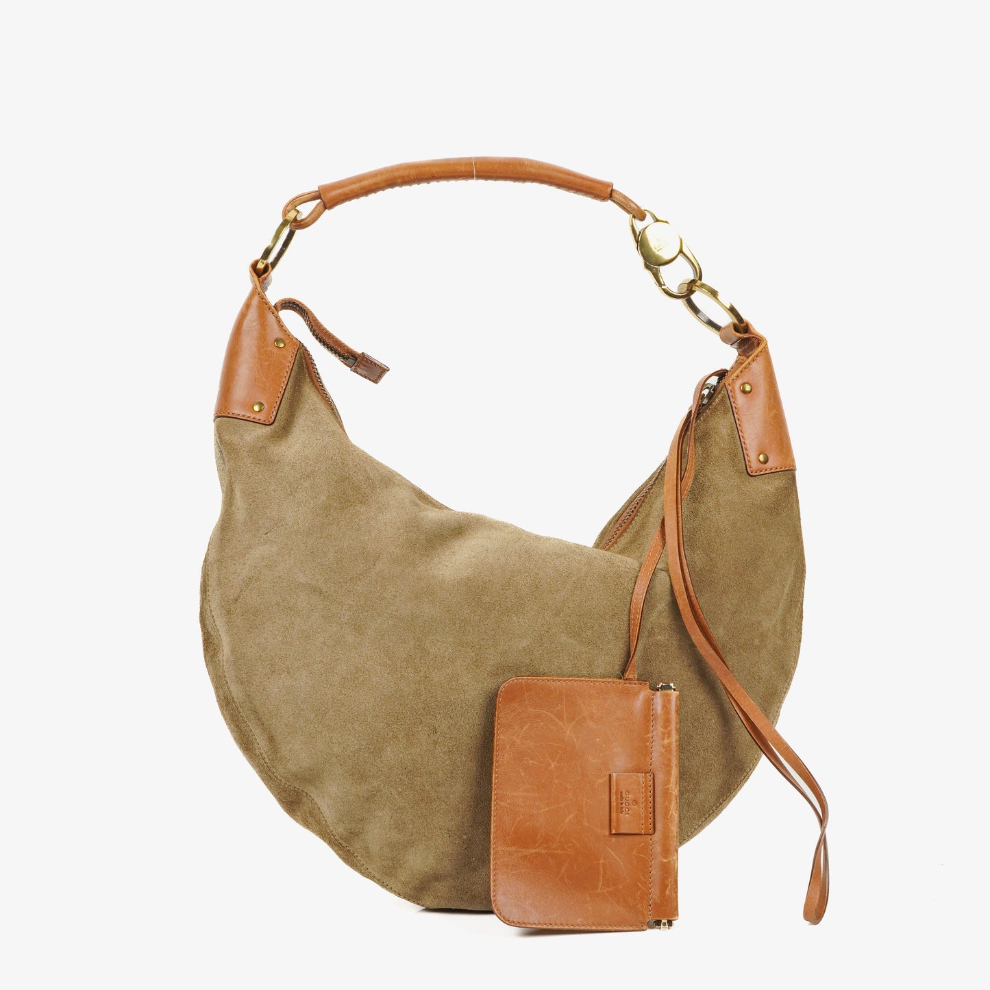 Gucci Suede Handle Ring Hobo Bag