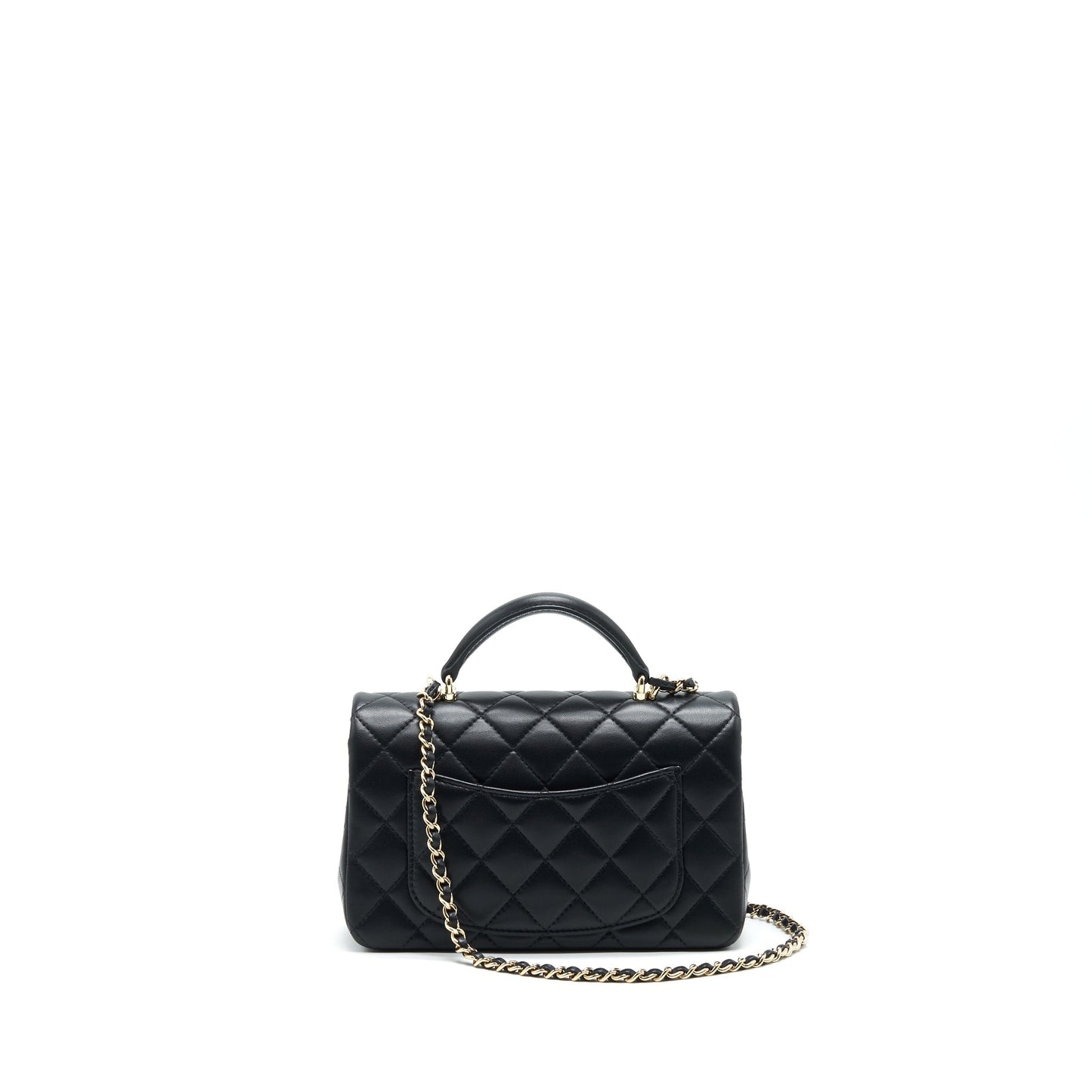 Chanel 21K top handle mini Rectangular flap Bag Black L