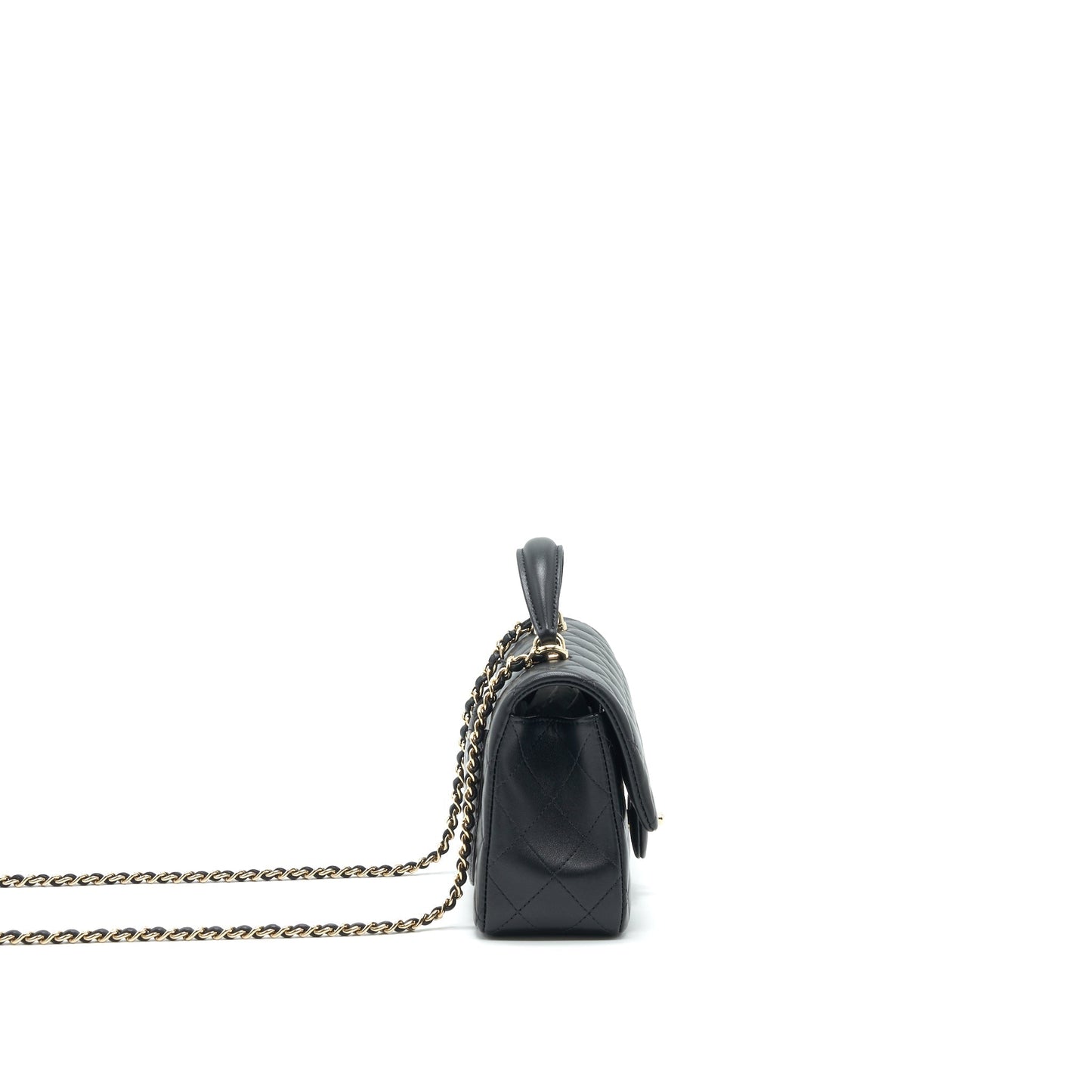 Chanel 21K top handle mini Rectangular flap Bag Black L