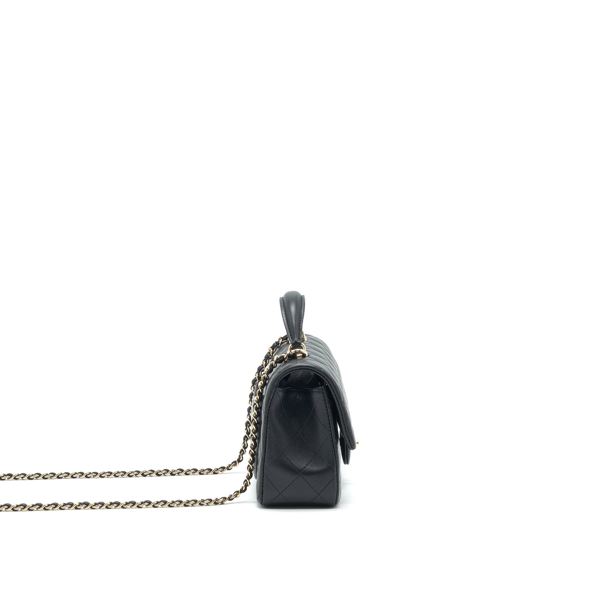 Chanel 21K top handle mini Rectangular flap Bag Black L