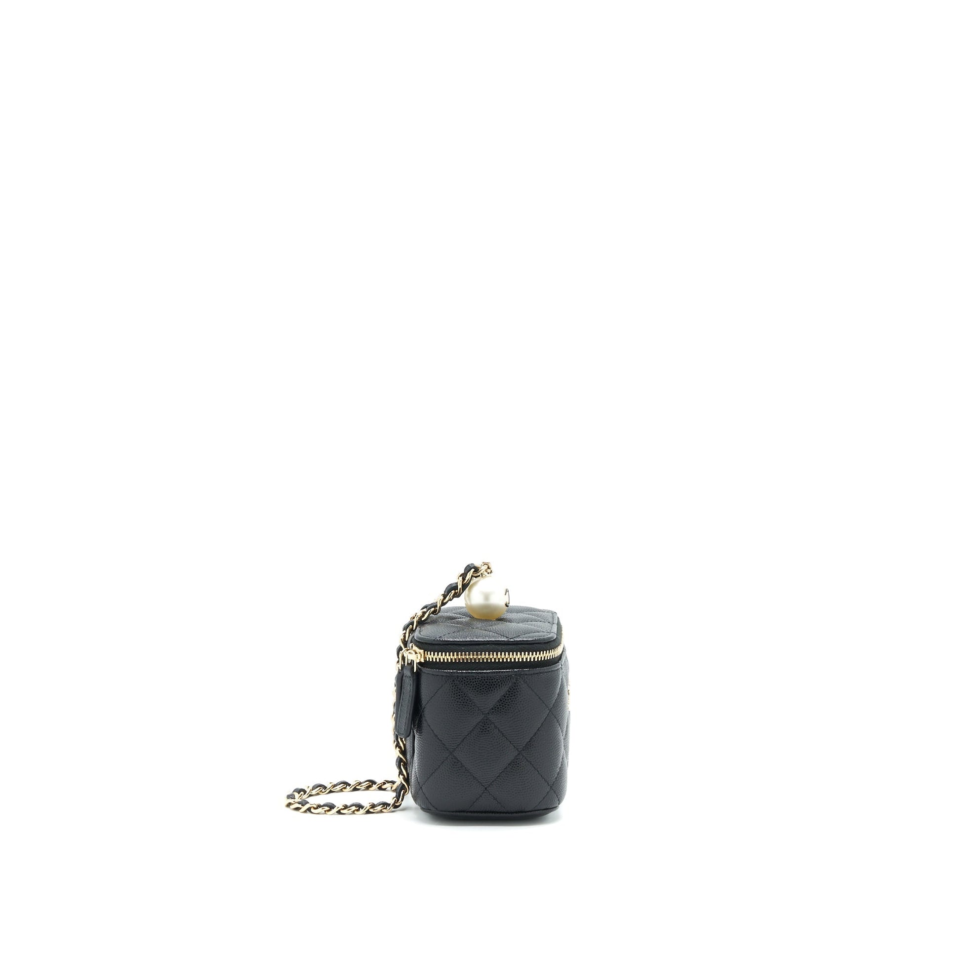 Chanel small Vanity Clutch with Chain with CC Pearl Caviar Black L