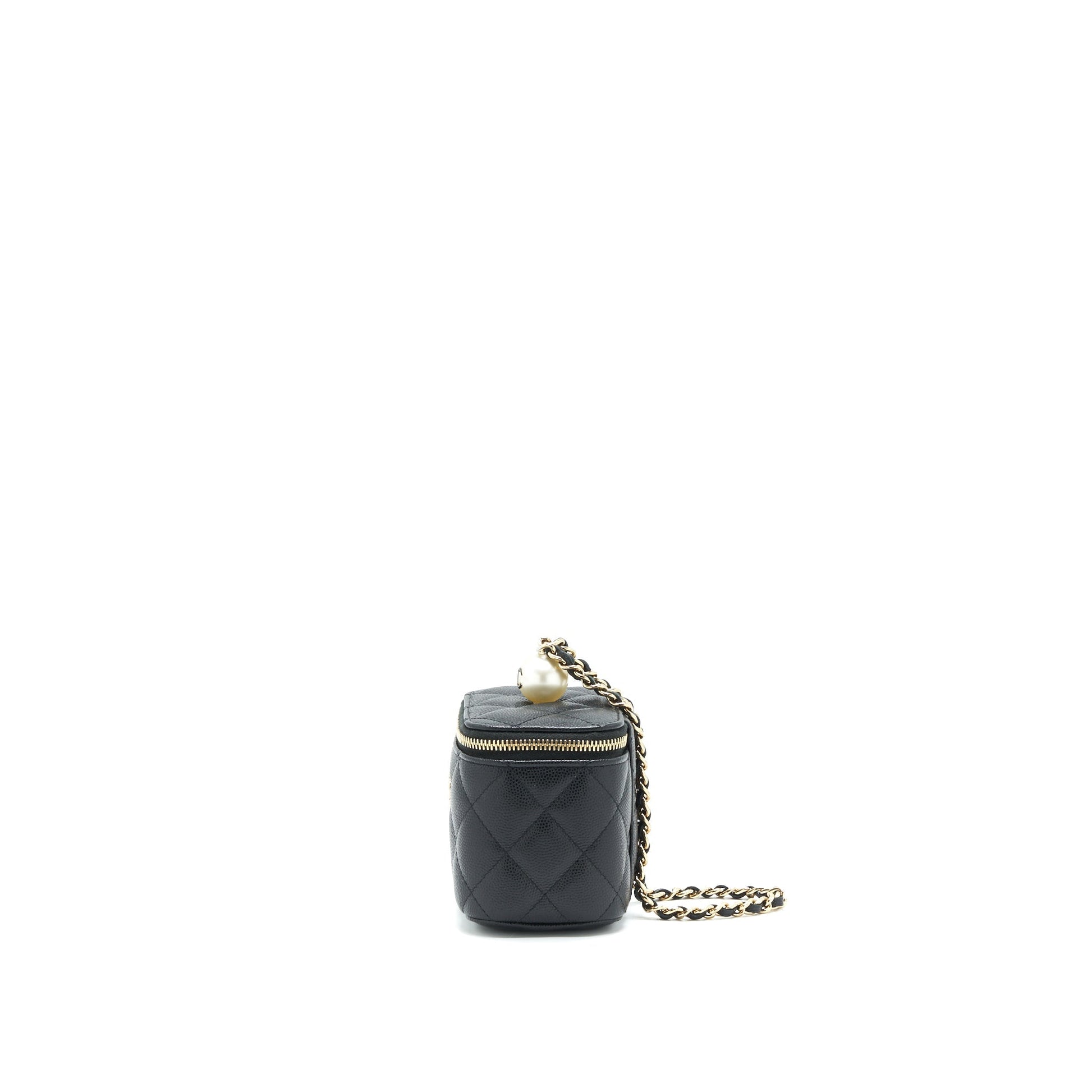 Chanel small Vanity Clutch with Chain with CC Pearl Caviar Black L