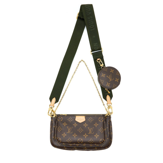 Louis Vuitton Multi Pochette Accessories Monogram Canvas with Khaki Strap GHW