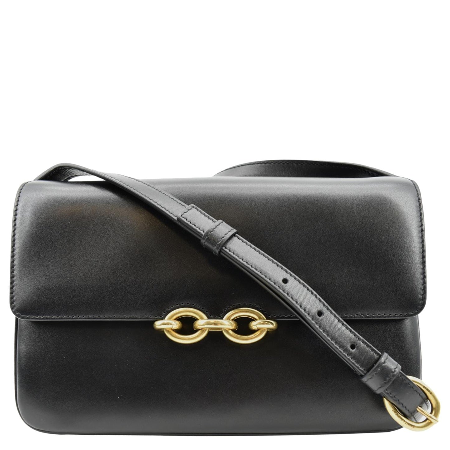 SAINT LAURENT Le Maillon Smooth Leather Shoulder Bag Black