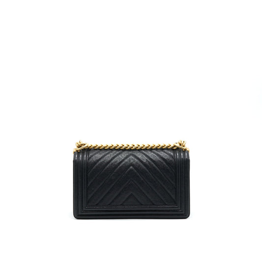 Chanel Chevron medium Boy Chanel Handbag Caviar Black