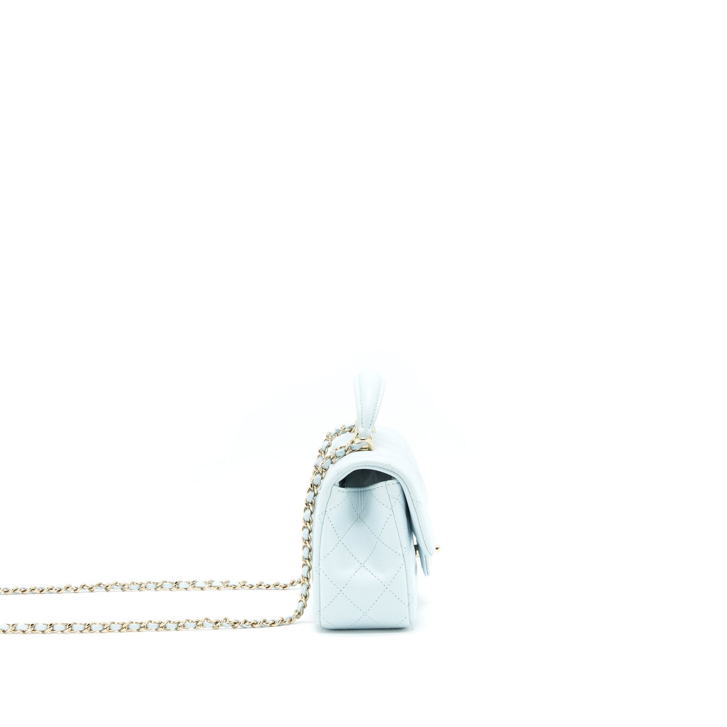 Chanel 21K Mini Top Handle Rectangular Flap Bag Pastel Blue L