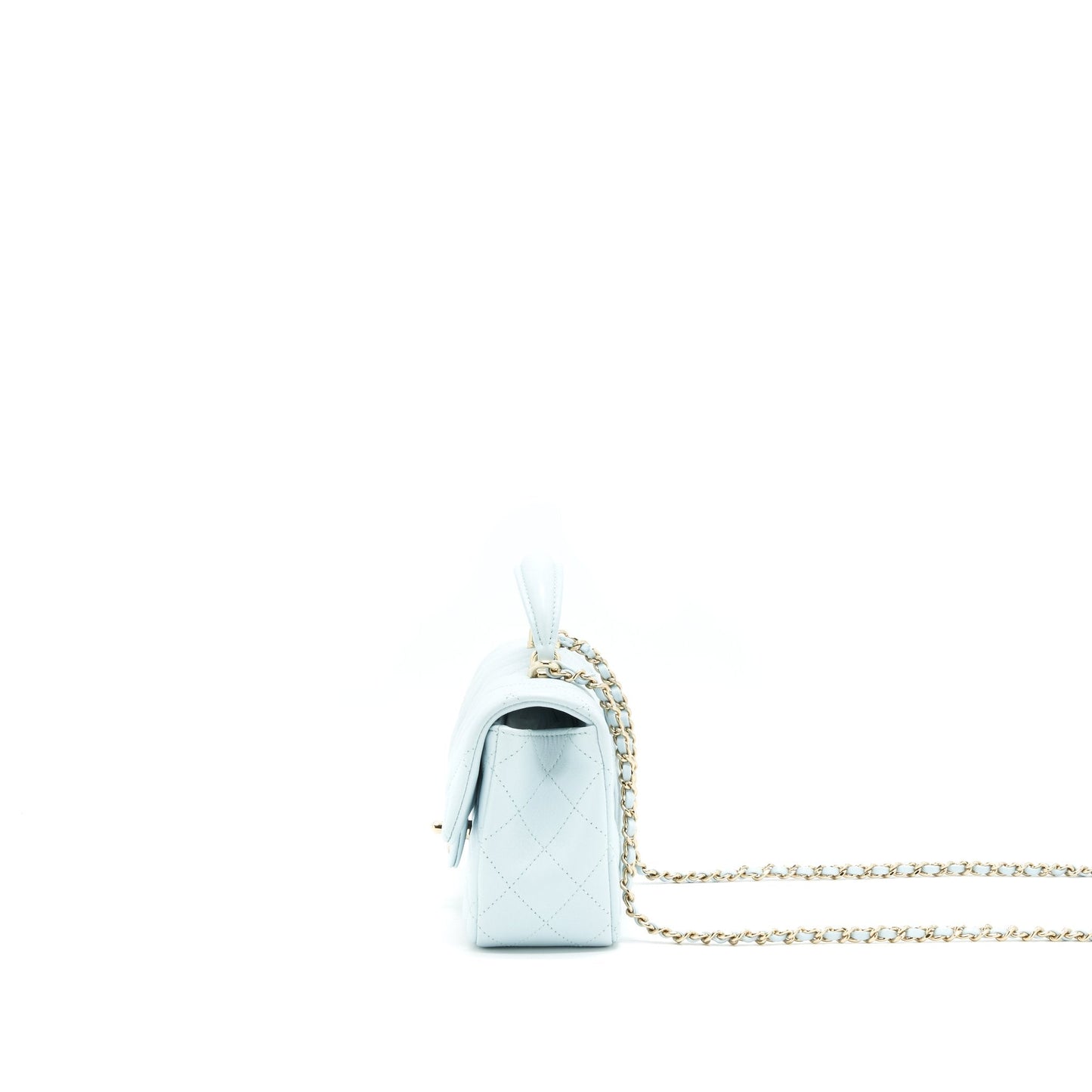 Chanel 21K Mini Top Handle Rectangular Flap Bag Pastel Blue L