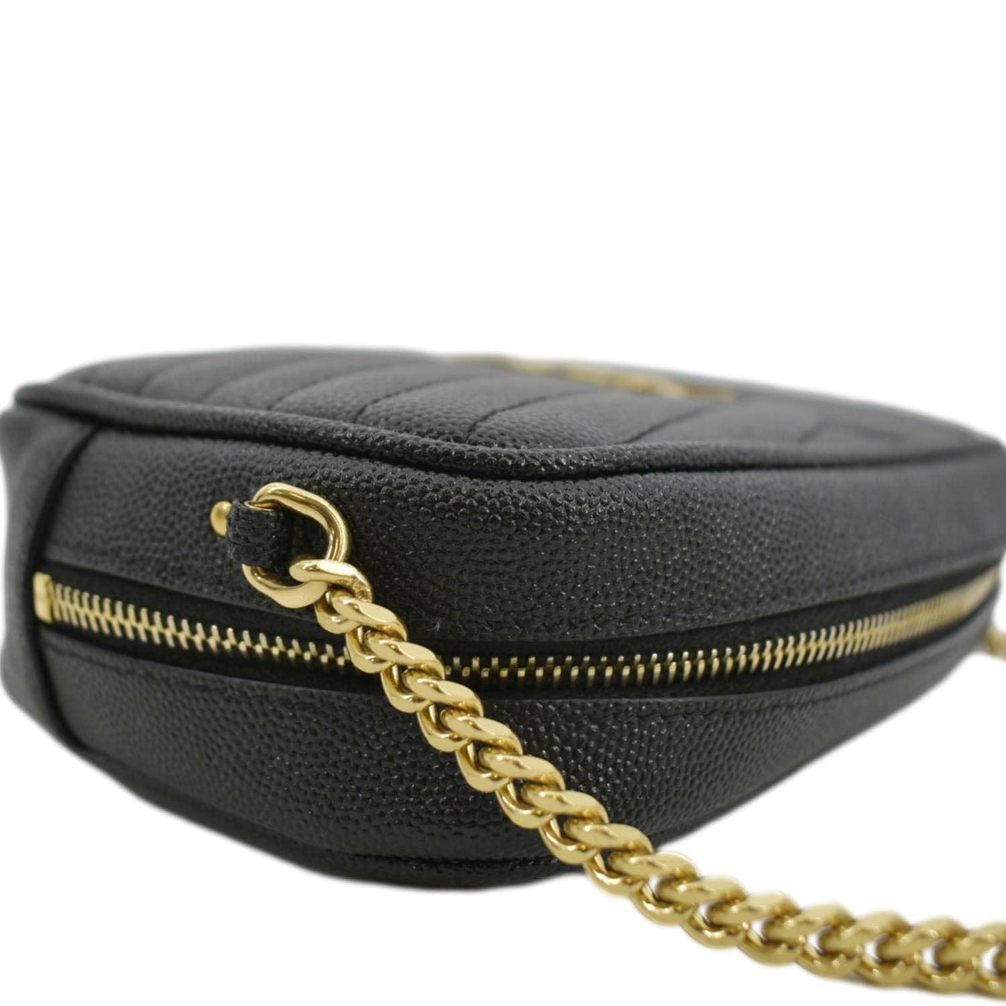 SAINT LAURENT Lou Chevron Leather Camera Crossbody Bag Black
