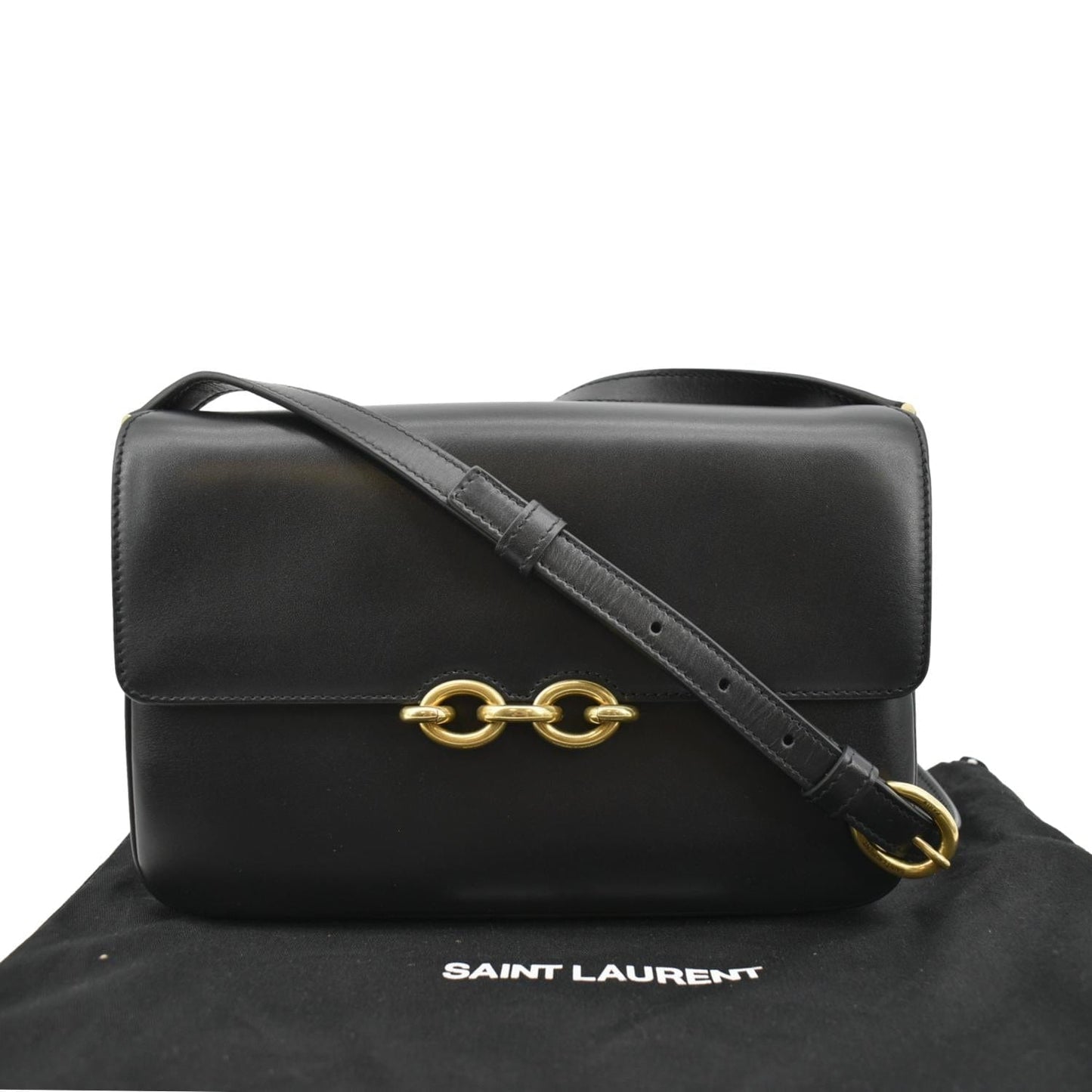 SAINT LAURENT Le Maillon Smooth Leather Shoulder Bag Black