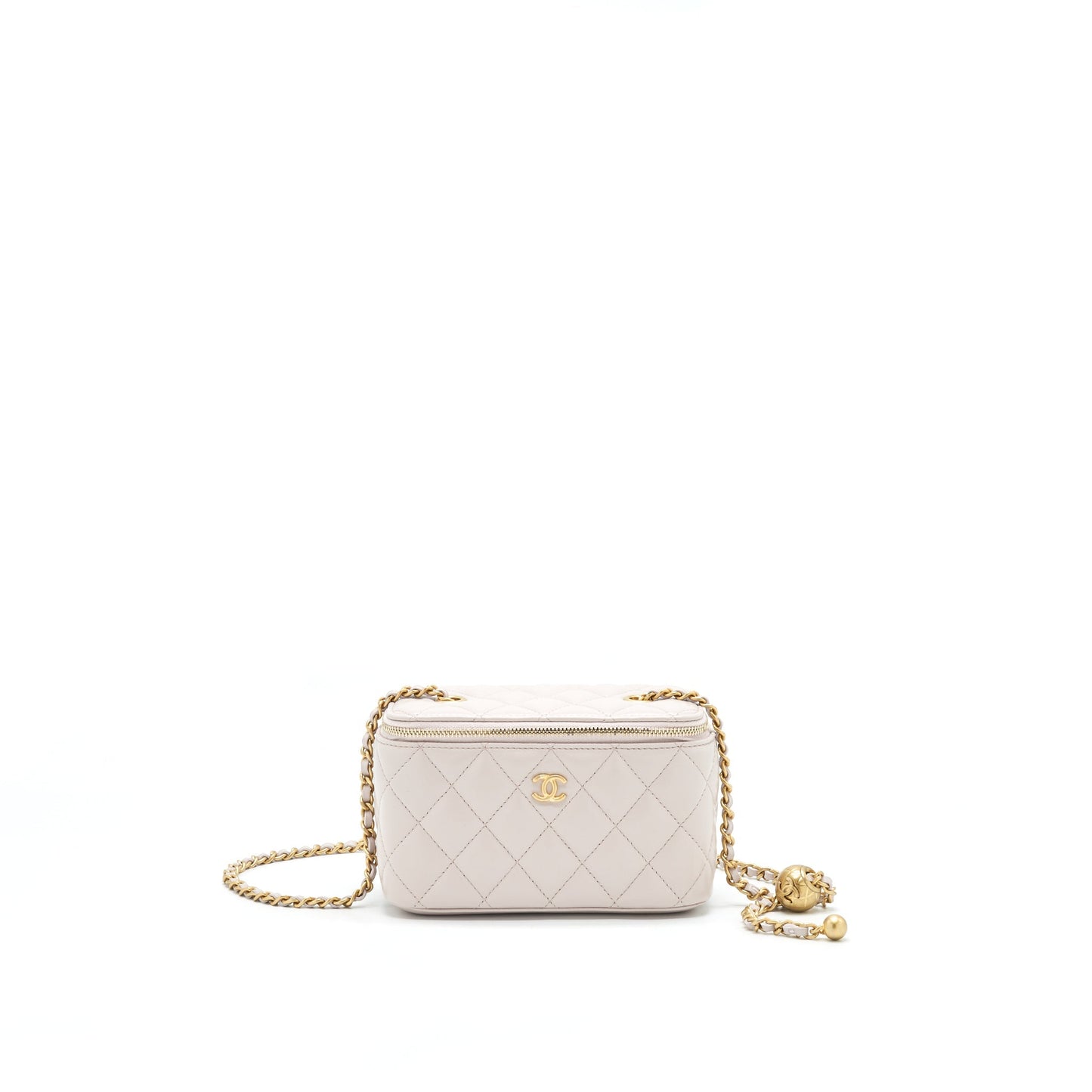 Chanel Pearl Crush Long Vanity On Chain Lambskin Light Purple